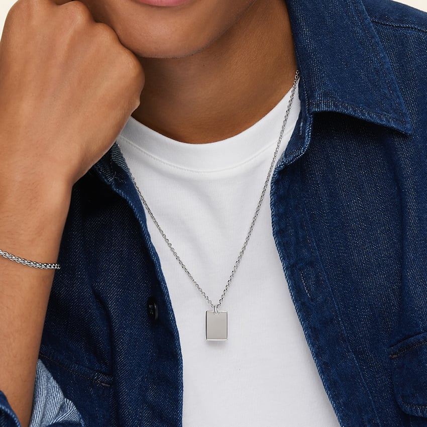 Engravable Tag Pendant (Large)                          in Silver