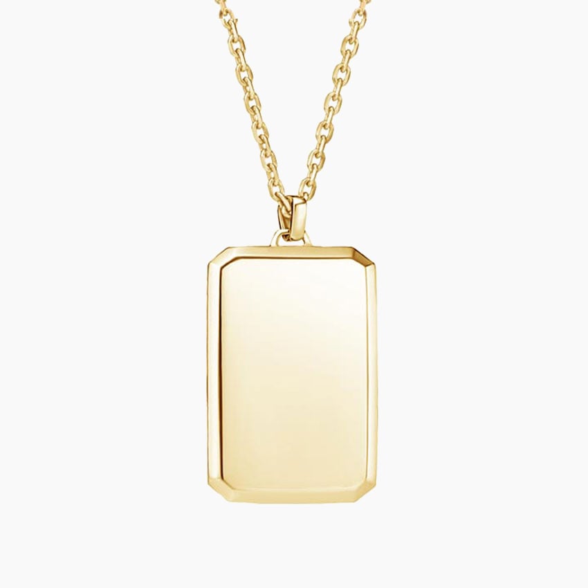Homme Engravable Tag Pendant                          in 14K Yellow Gold