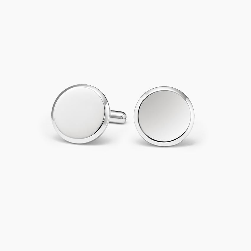 Homme Engravable Round Cufflinks                          in Silver