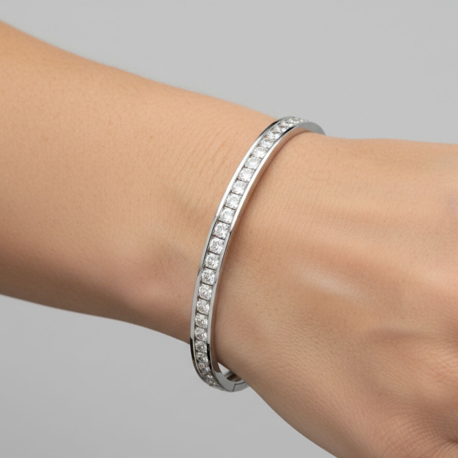 Lab Grown Diamond 3.50 CTW Bangle Bracelet-925 Sterling Silver