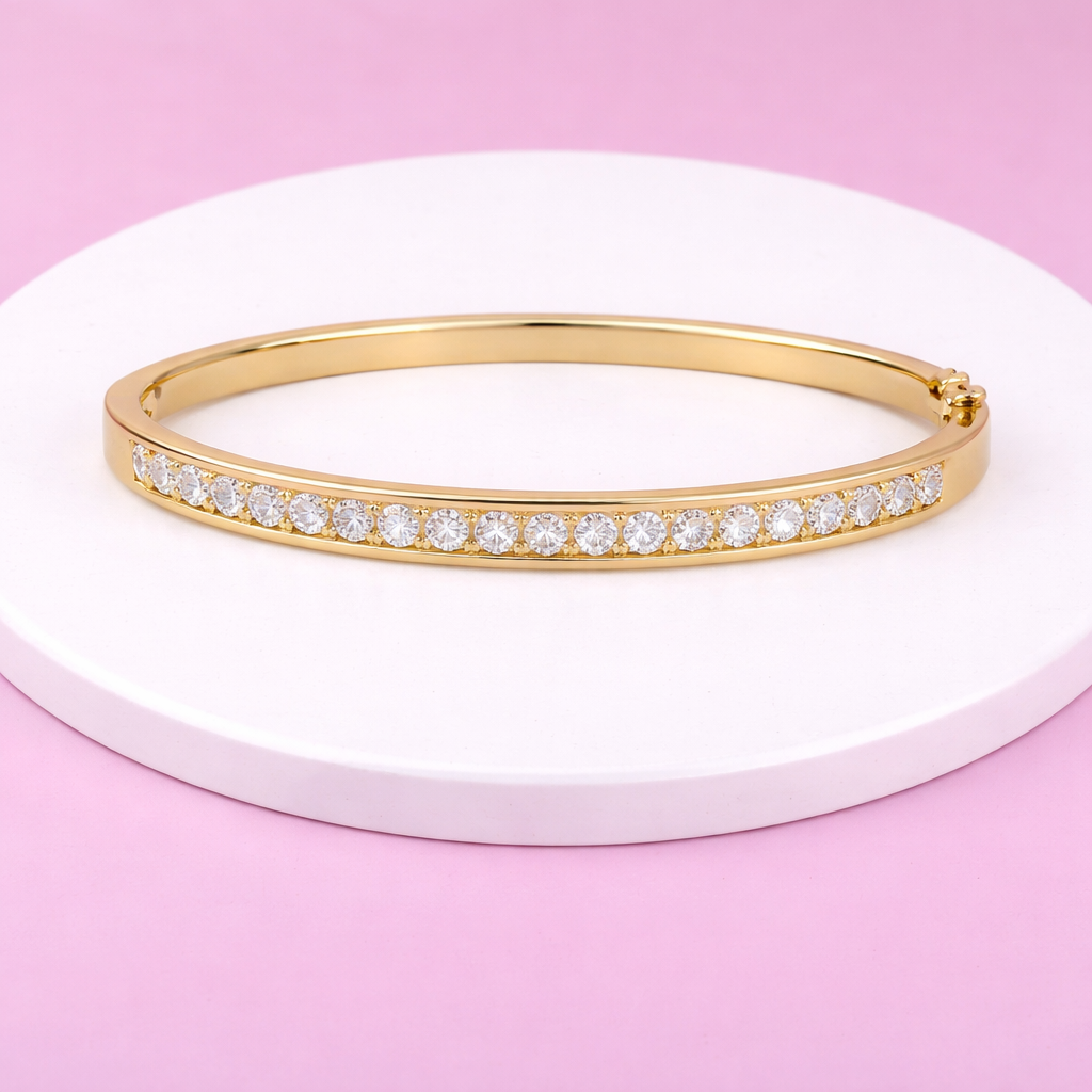 Lab Grown Diamond 3.50 CTW Bangle Bracelet-925 Sterling Silver