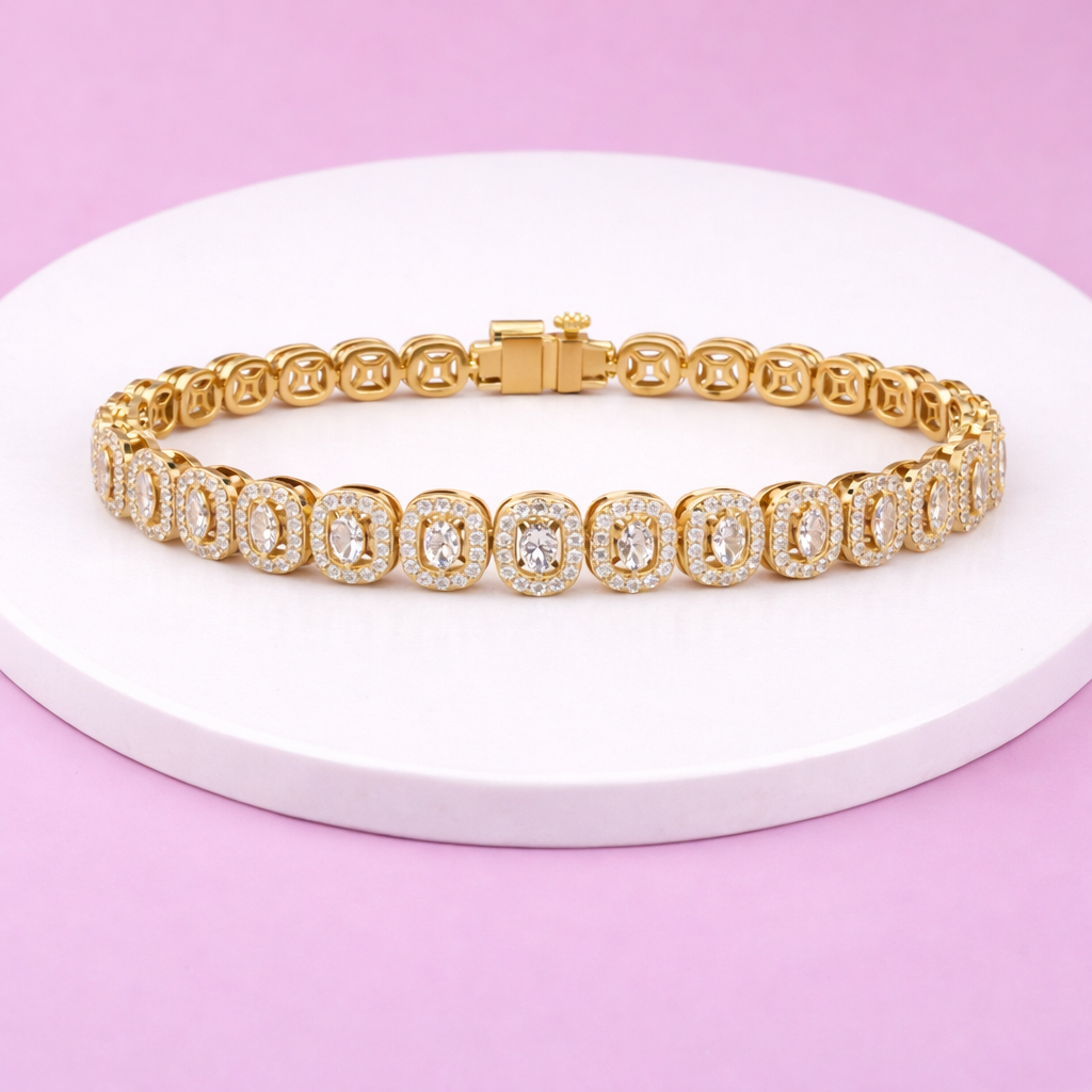 Lab Grown Diamond 2.80 CTW Halo Bracelet-925 Sterling Silver