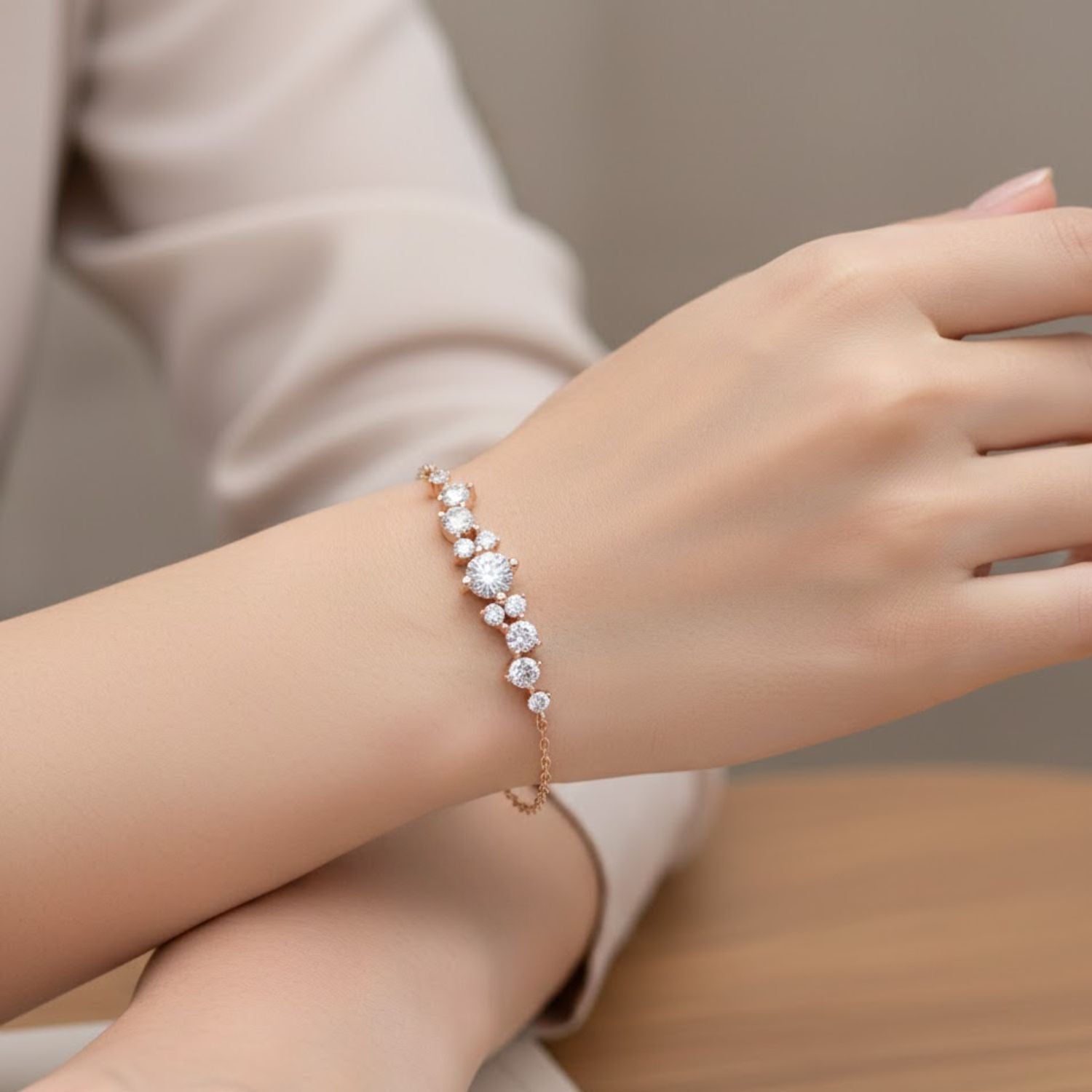 Lab Grown Diamond 3.00 CTW Cluster Design Bracelet-925 Sterling Silver