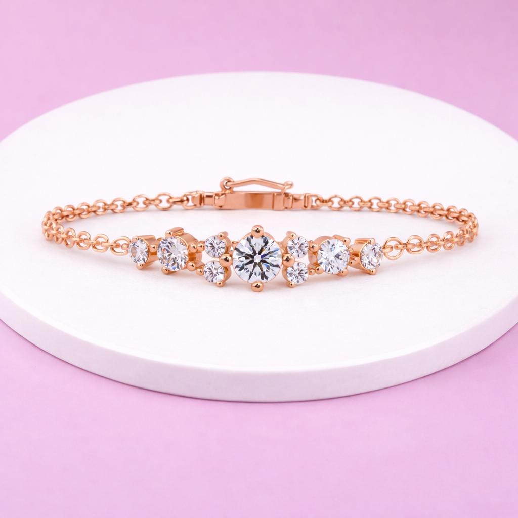 Lab Grown Diamond 3.00 CTW Cluster Design Bracelet-925 Sterling Silver