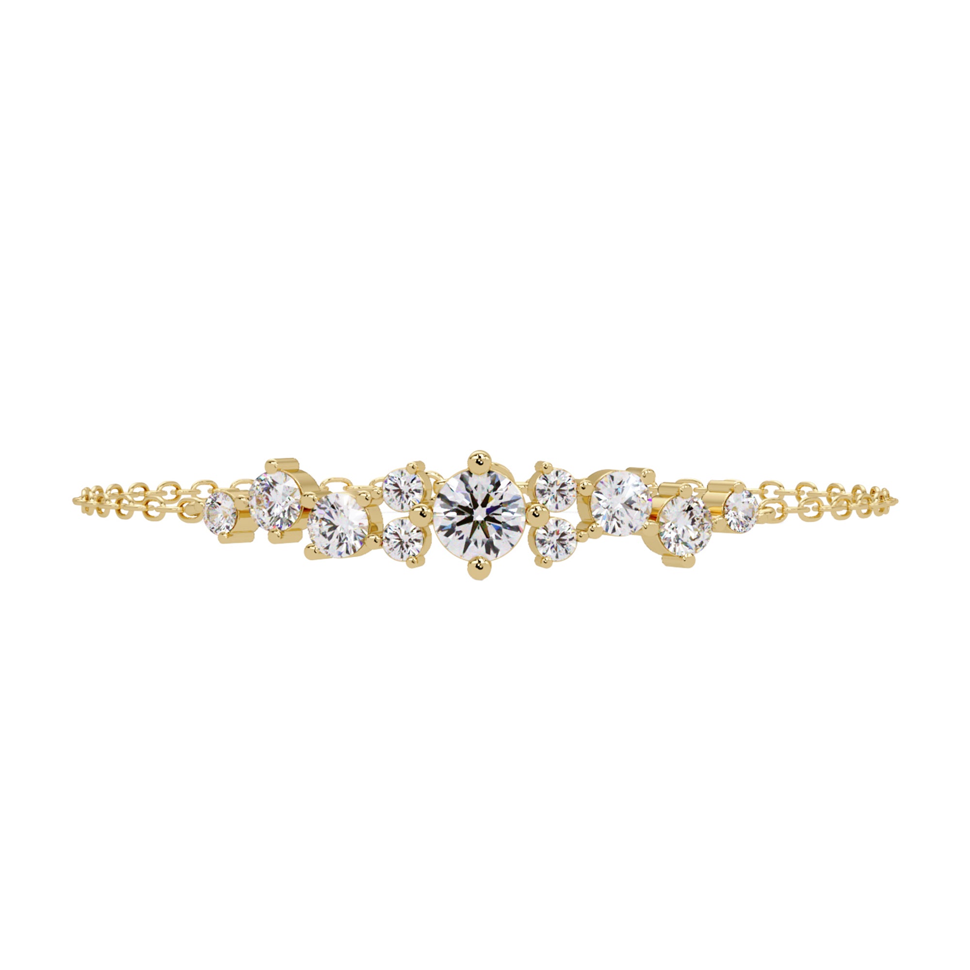 Lab Grown Diamond 3.00 CTW Cluster Design Bracelet-925 Sterling Silver