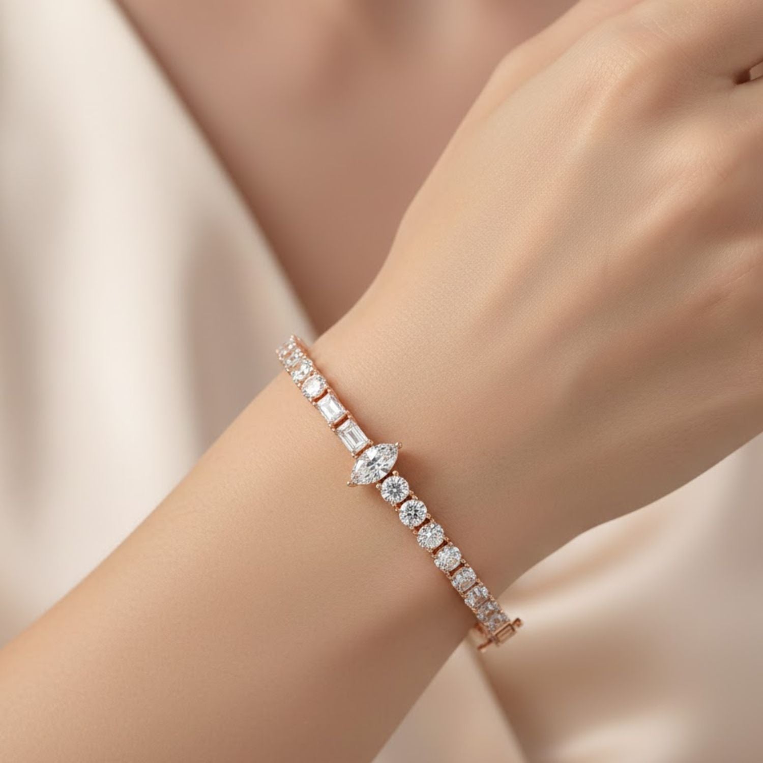 Lab Grown Diamond 12.00 CTW Accents Bracelet -925 Sterling Silver