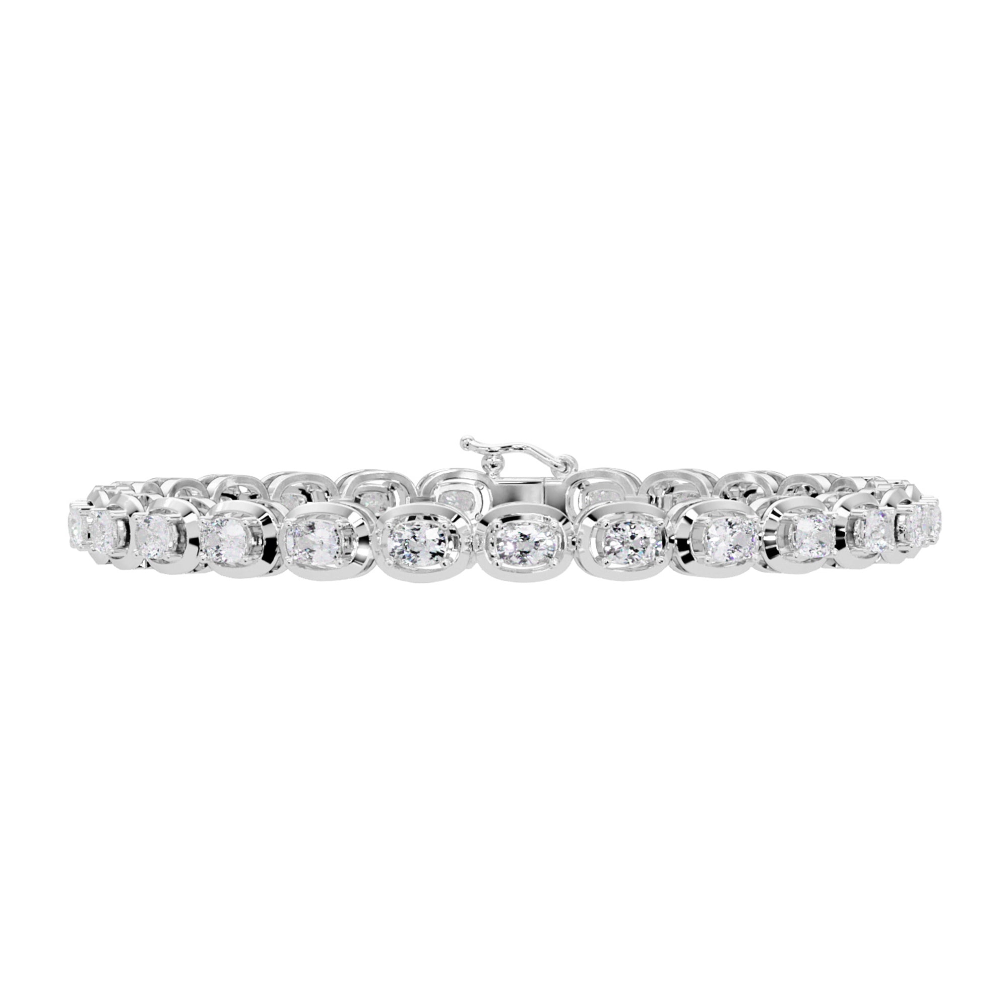 Lab Grown Diamond 6.50 CTW Bezel-Set Design Bracelet -925 Sterling Silver