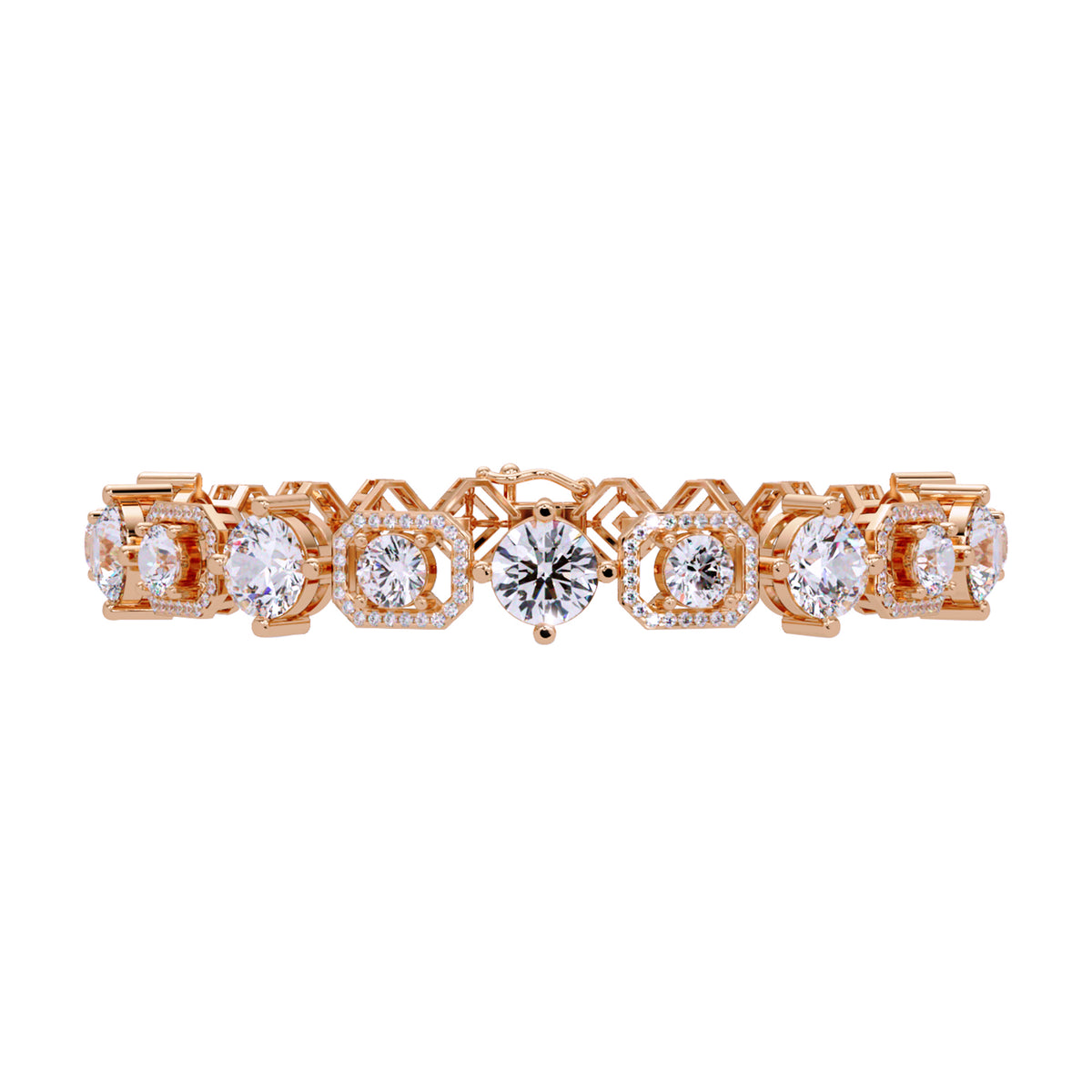 Lab Grown Diamond 10.25 CTW Halo Bracelet -925 Sterling Silver