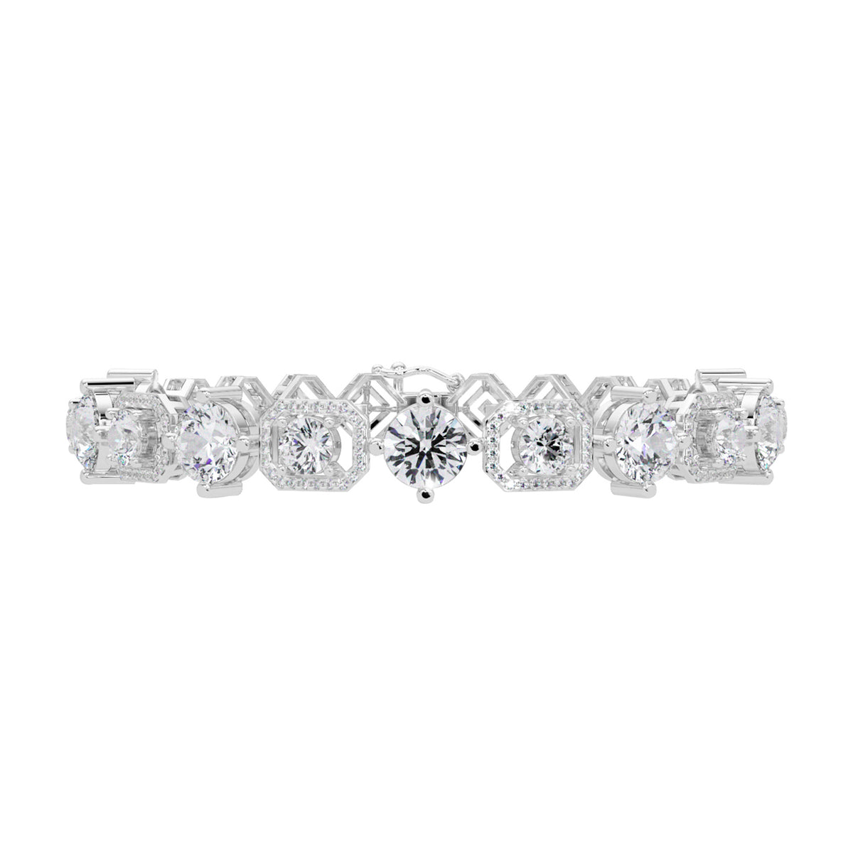 Lab Grown Diamond 10.25 CTW Halo Bracelet -925 Sterling Silver