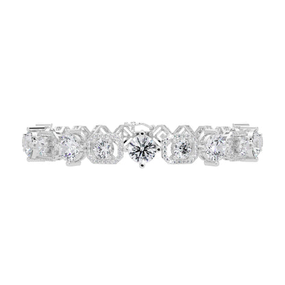 Lab Grown Diamond 10.25 CTW Halo Bracelet -925 Sterling Silver