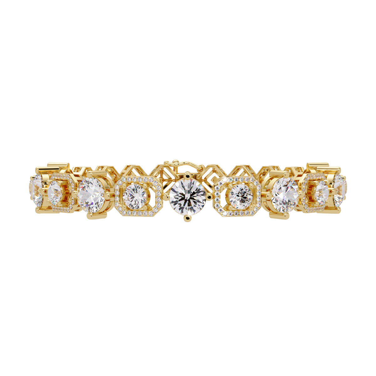 Lab Grown Diamond 10.25 CTW Halo Bracelet -925 Sterling Silver