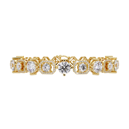 Lab Grown Diamond 10.25 CTW Halo Bracelet -925 Sterling Silver