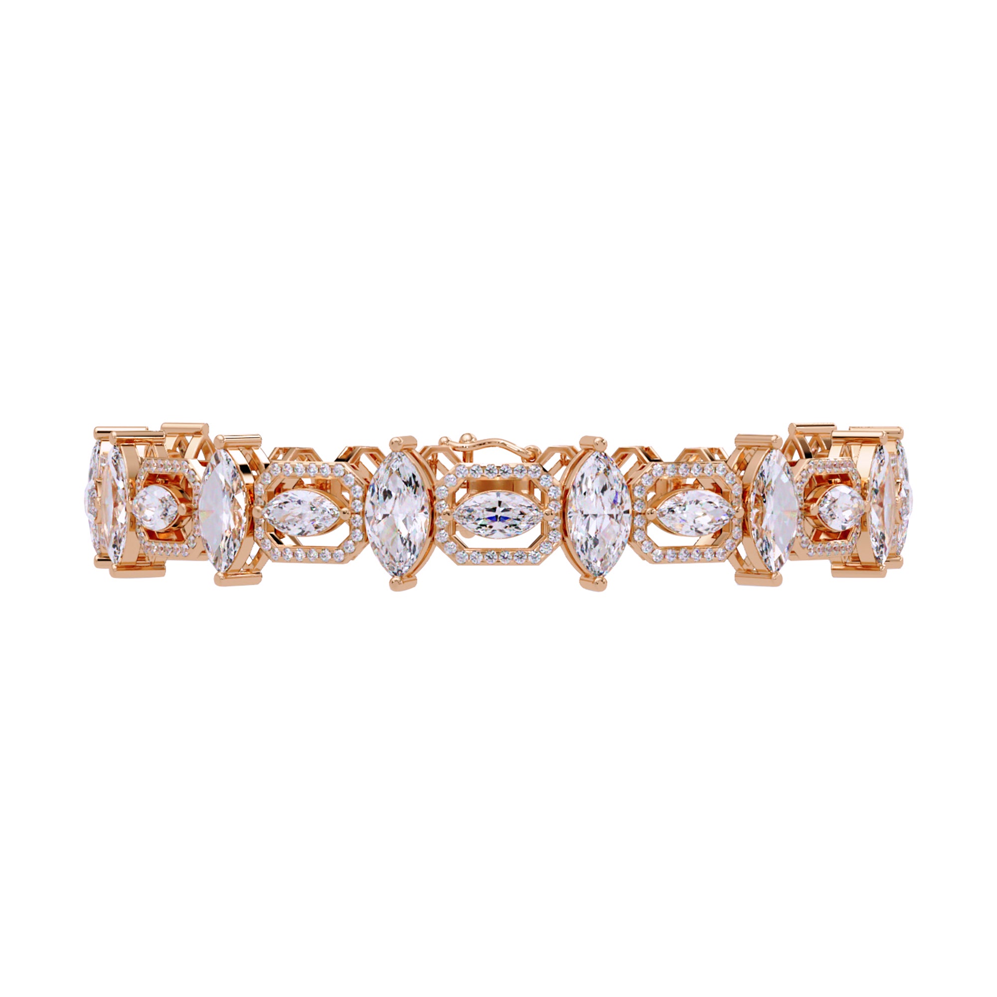 Lab Grown Diamond 12.50 CTW Halo Accents Bracelet -925 Sterling Silver