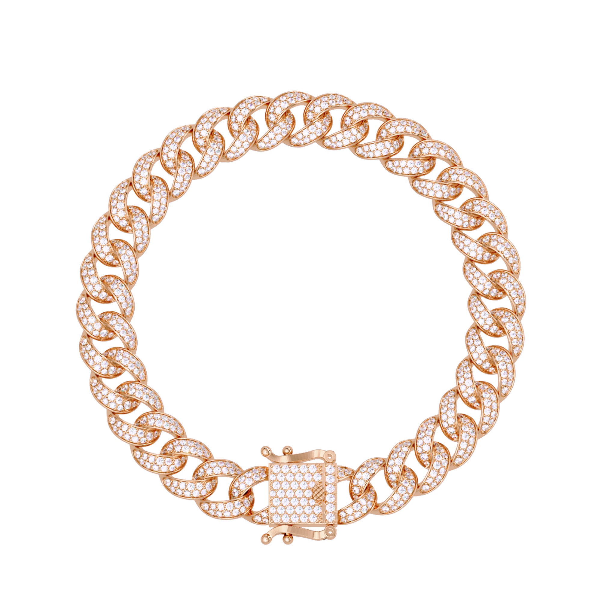 Lab Grown Diamond 4.50 CTW Cuban Link Bracelet -925 Sterling Silver