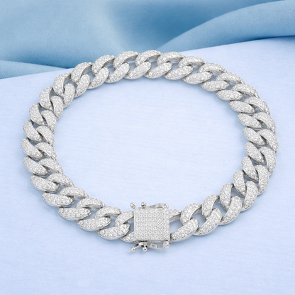 Lab Grown Diamond 4.50 CTW Cuban Link Bracelet -925 Sterling Silver