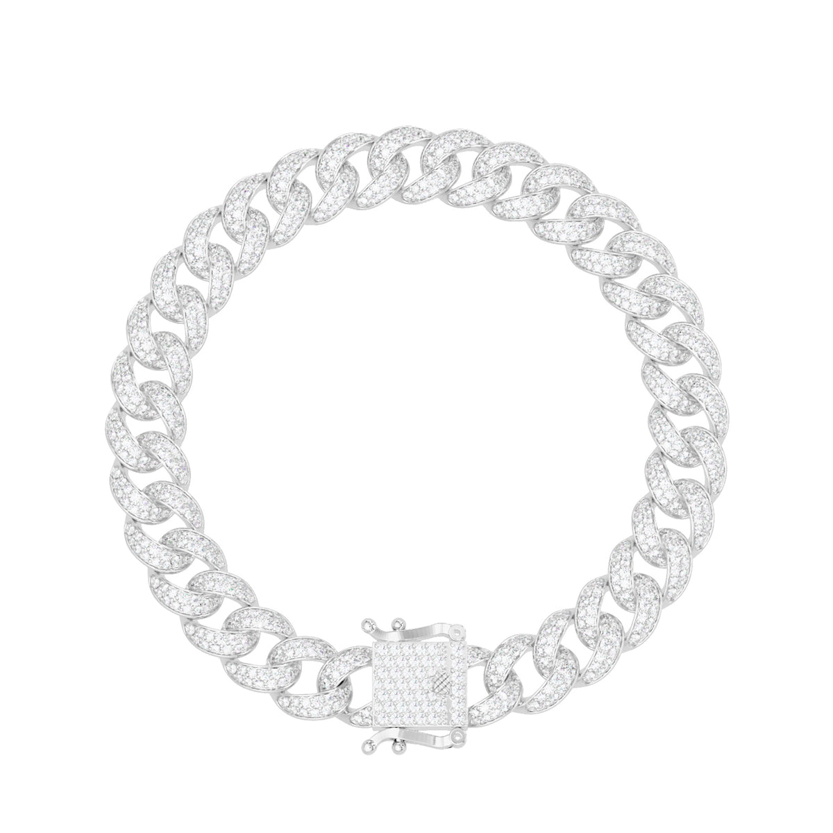 Lab Grown Diamond 4.50 CTW Cuban Link Bracelet -925 Sterling Silver