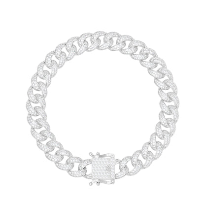 Lab Grown Diamond 4.50 CTW Cuban Link Bracelet -925 Sterling Silver