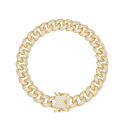 Lab Grown Diamond 4.50 CTW Cuban Link Bracelet -925 Sterling Silver