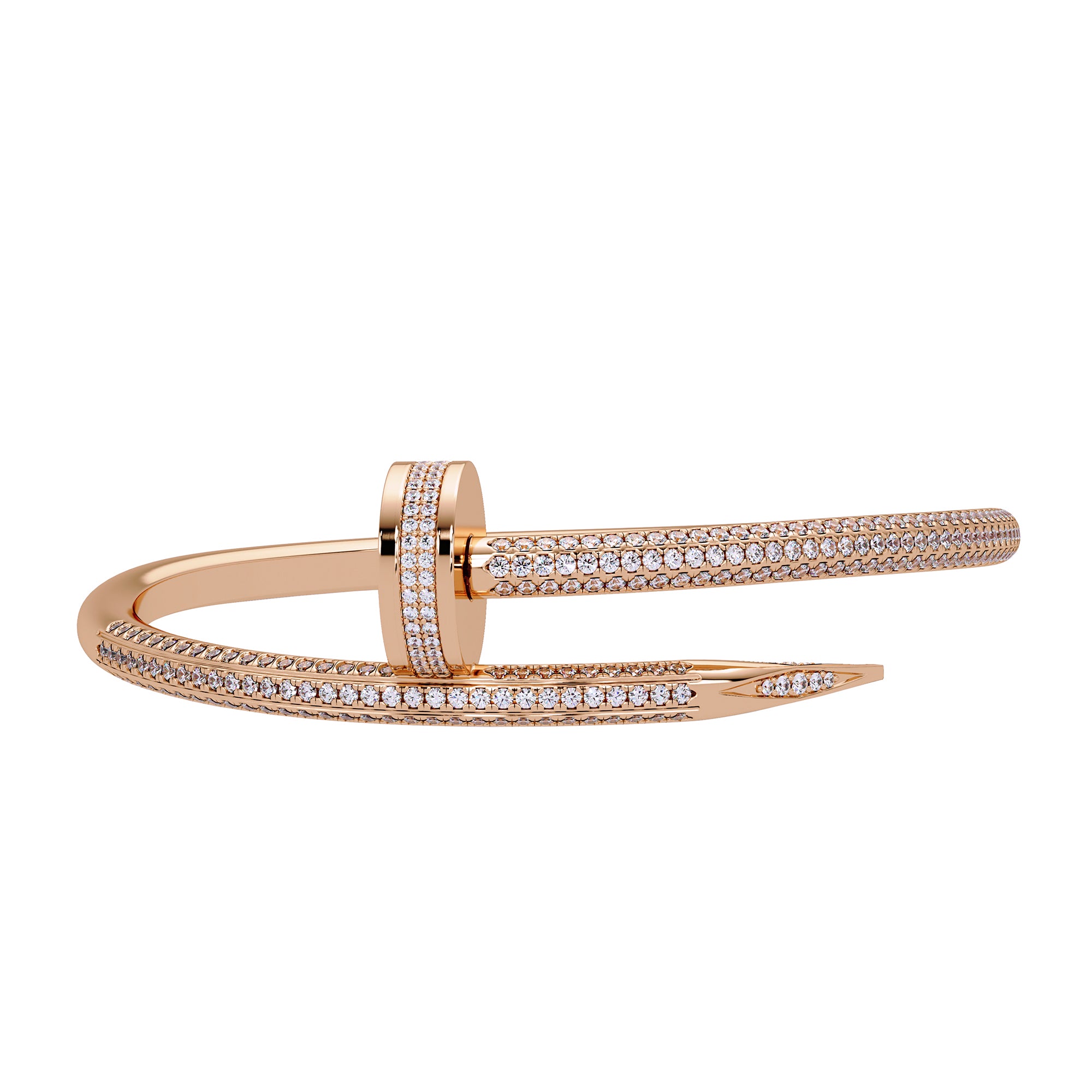 Lab Grown Diamond 2.70 CTW Nail Bangle Bracelet -925 Sterling Silver