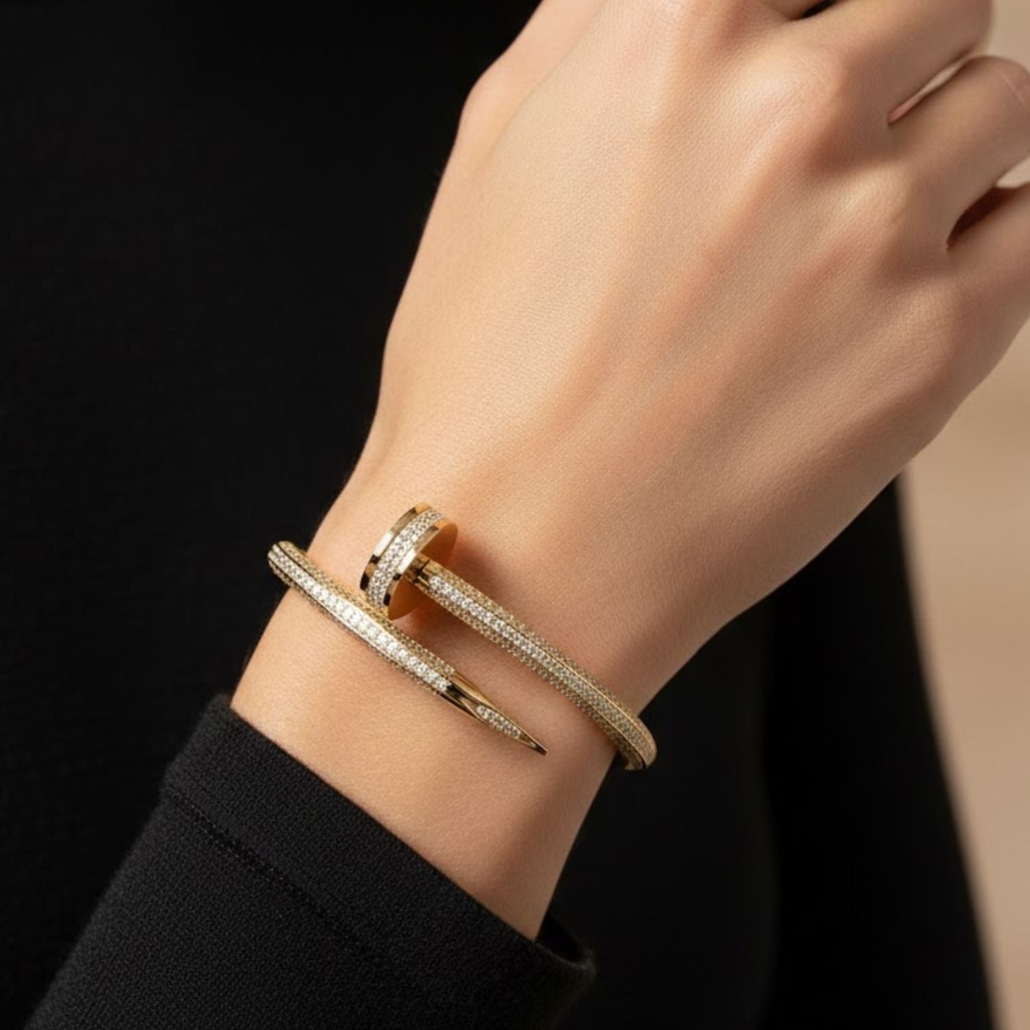 Lab Grown Diamond 2.70 CTW Nail Bangle Bracelet -925 Sterling Silver