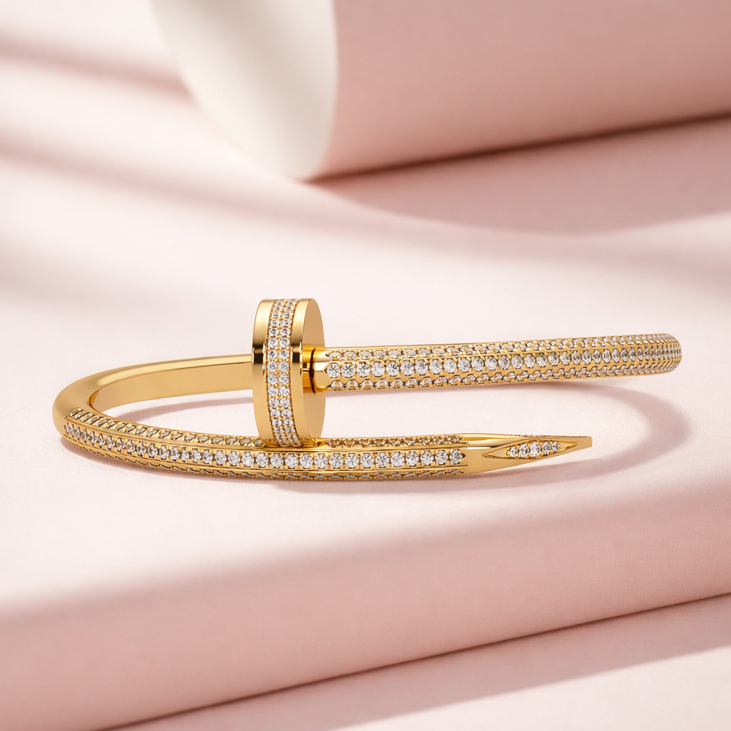 Lab Grown Diamond 2.70 CTW Nail Bangle Bracelet -925 Sterling Silver