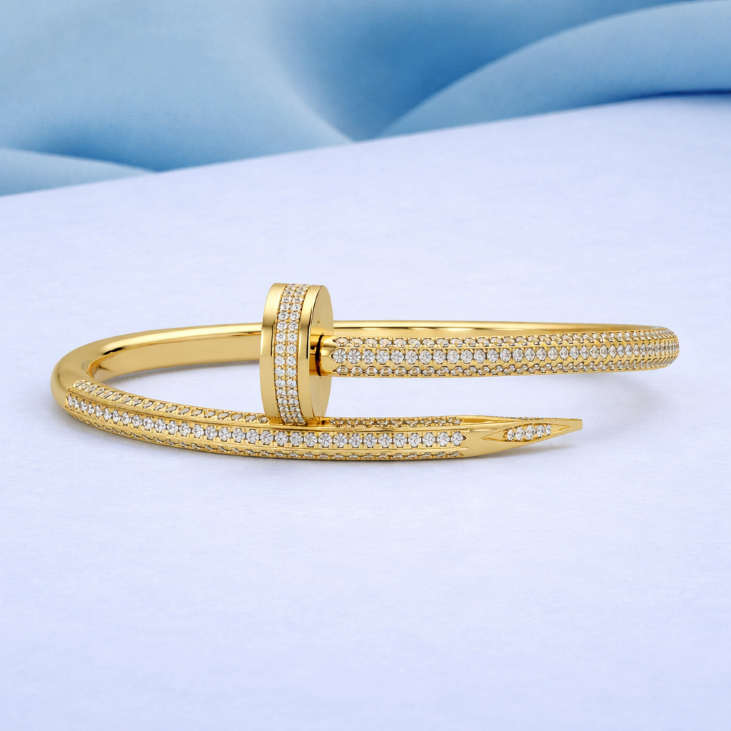 Lab Grown Diamond 2.70 CTW Nail Bangle Bracelet -925 Sterling Silver