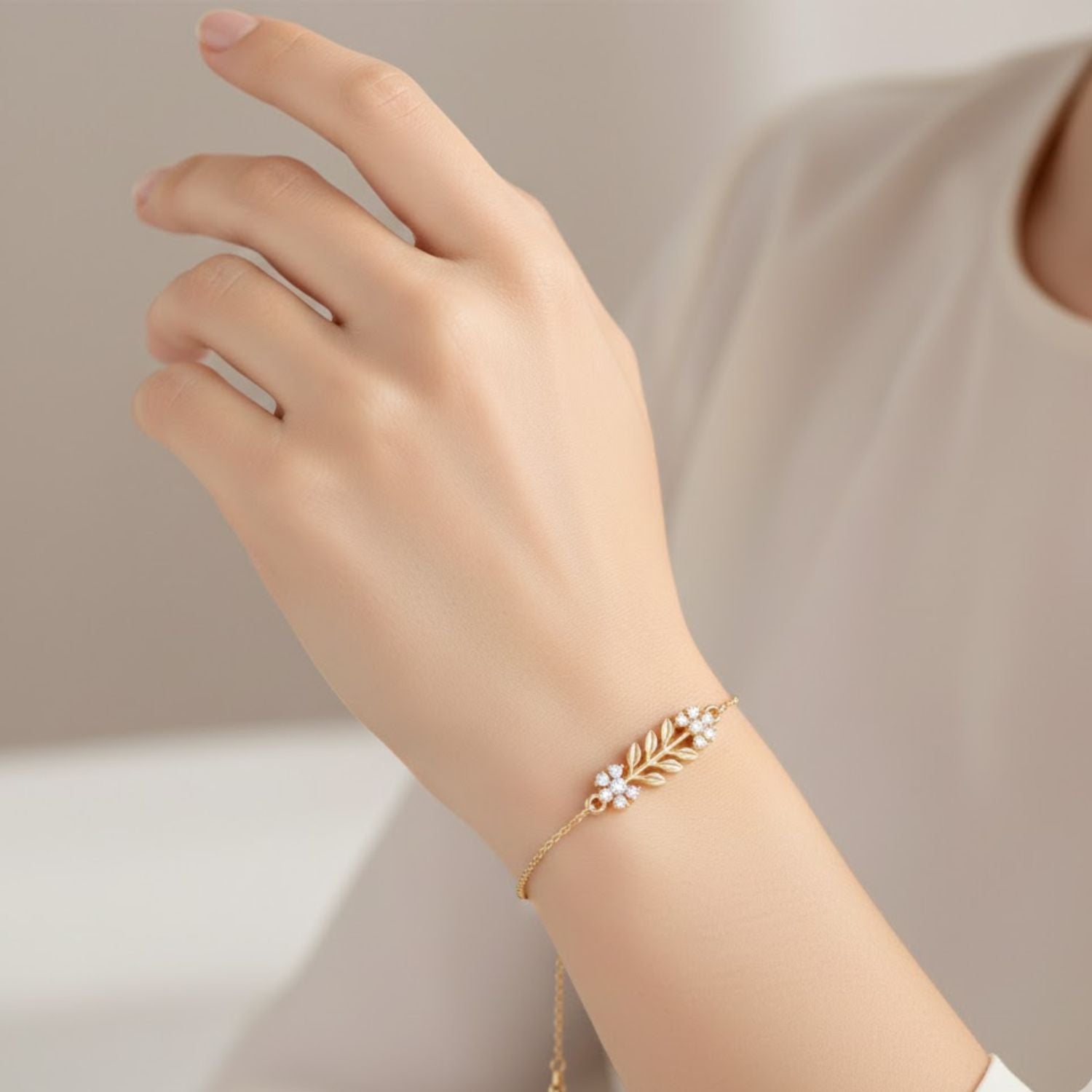 Lab Grown Diamond 0.12 CTW Floral Bracelet -925 Sterling Silver