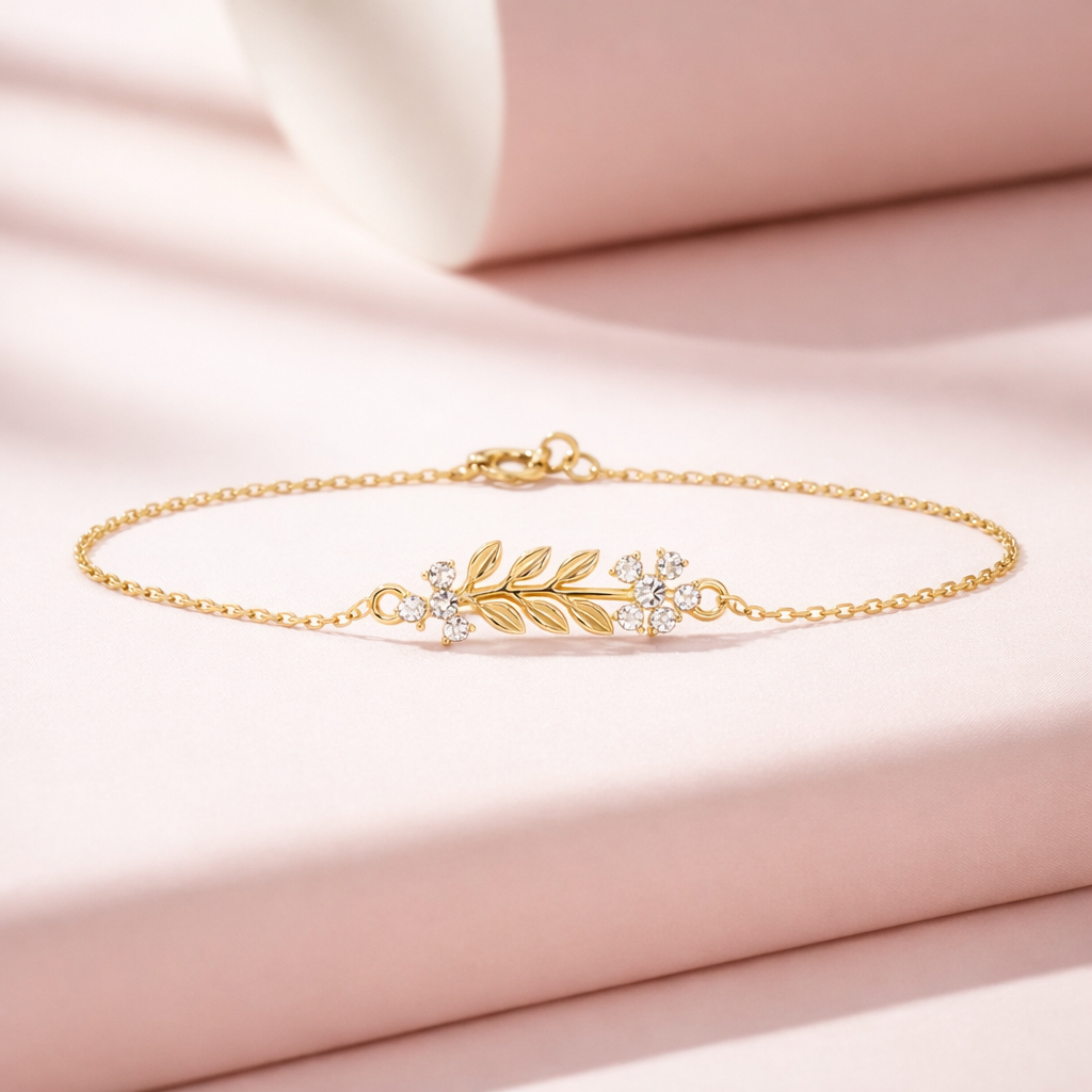 Lab Grown Diamond 0.12 CTW Floral Bracelet -925 Sterling Silver