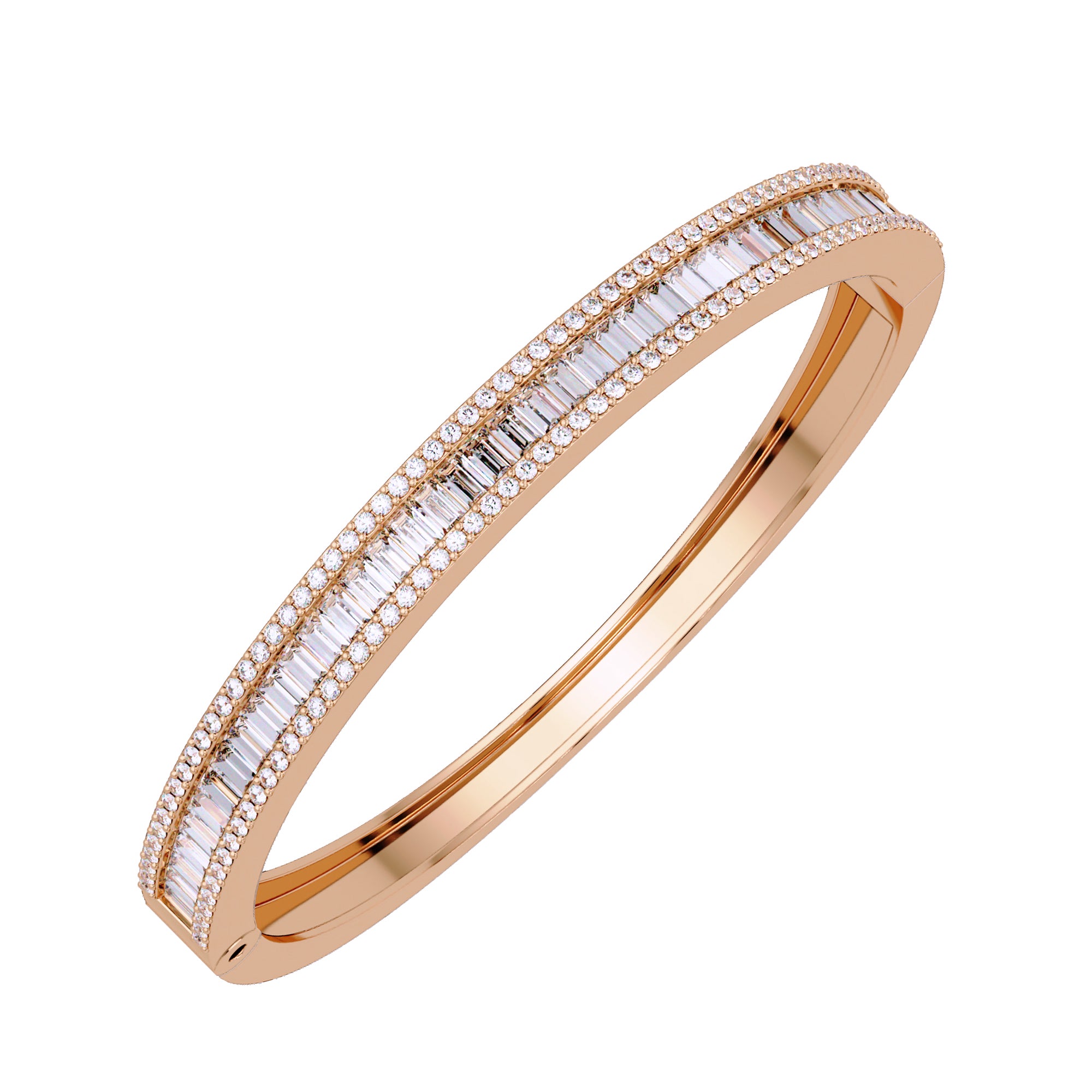 Lab Grown Diamond 5.50 CTW Double-Row Bangle Bracelet -925 Sterling Silver