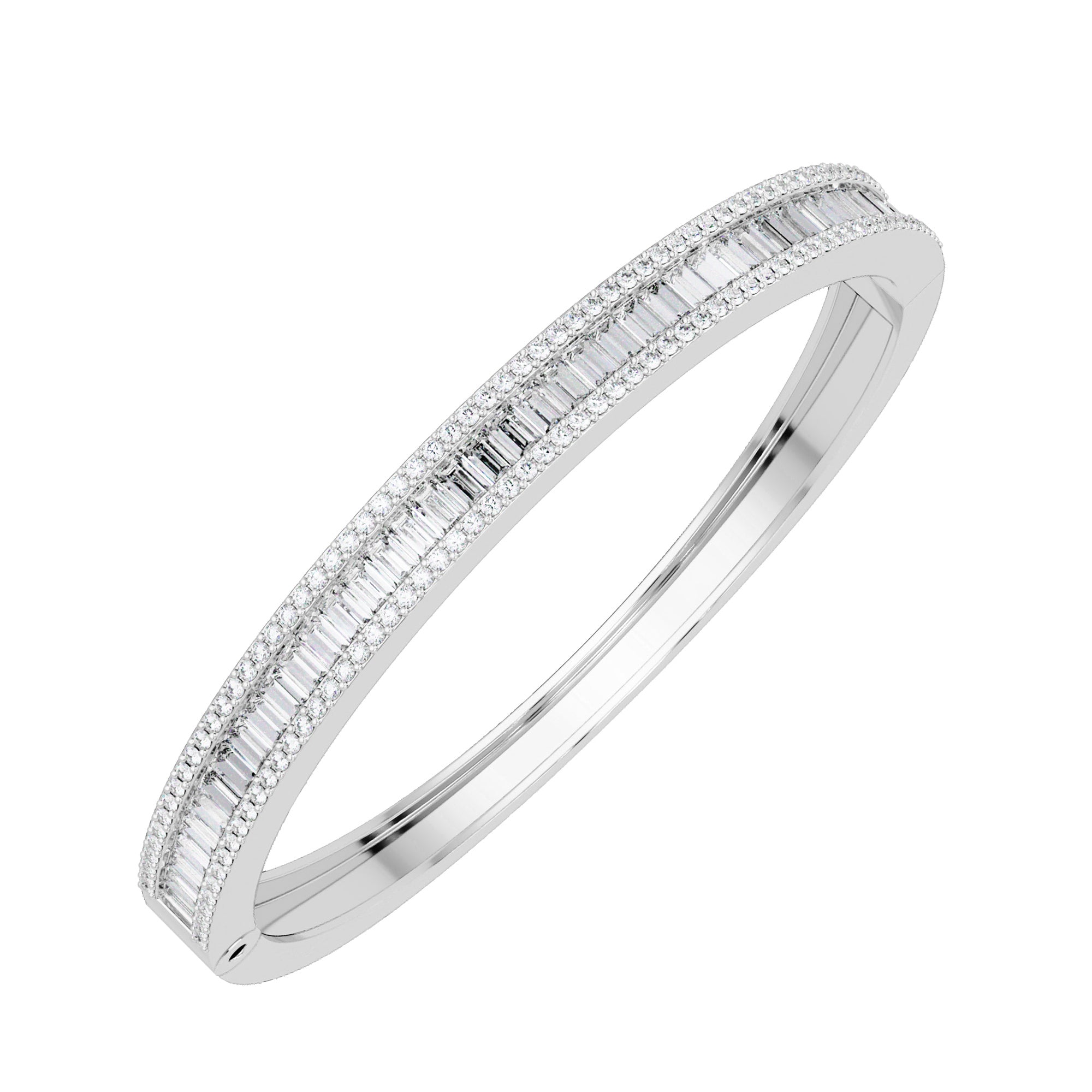Lab Grown Diamond 5.50 CTW Double-Row Bangle Bracelet -925 Sterling Silver