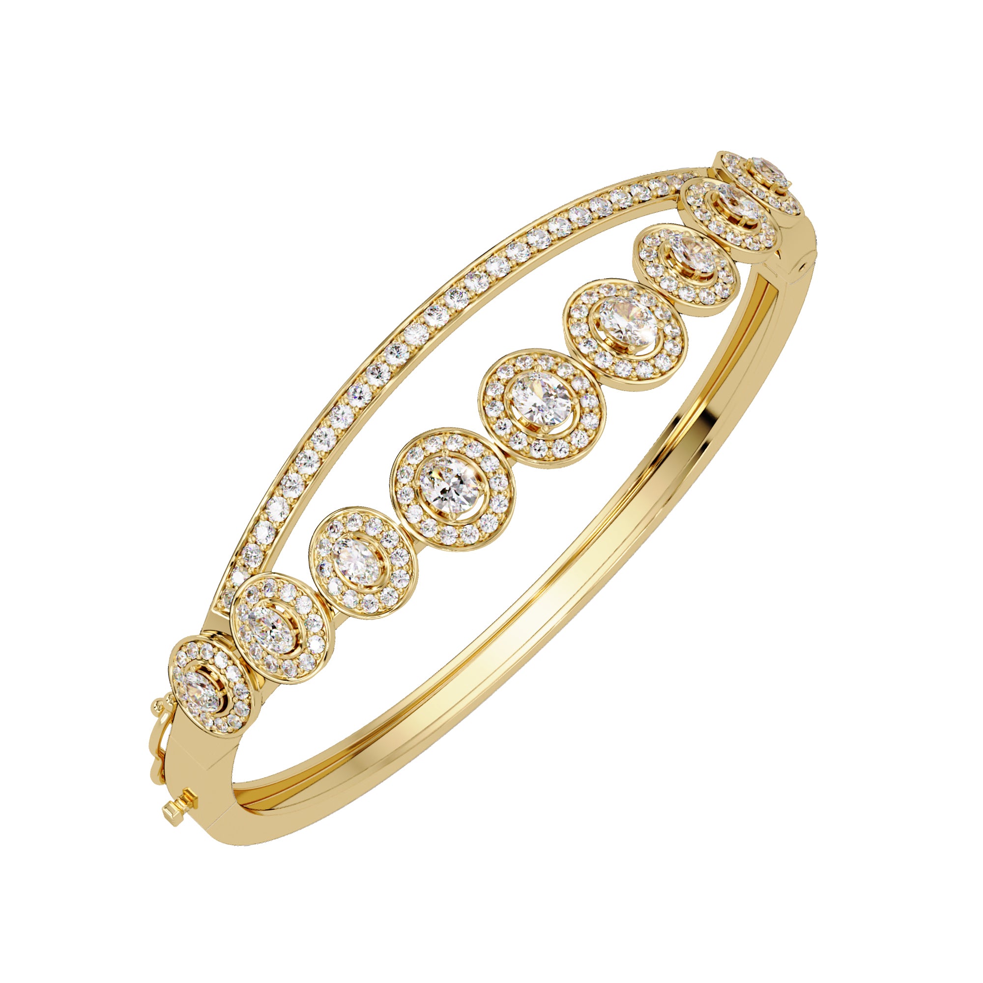 Lab Grown Diamond 2.50 CTW Halo Bangle Bracelet -925 Sterling Silver