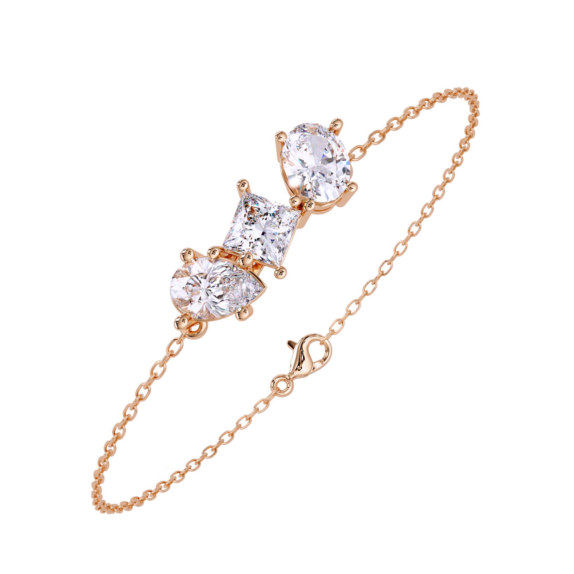 Lab Grown Diamond 3.10 CTW Trio Bracelet -925 Sterling Silver