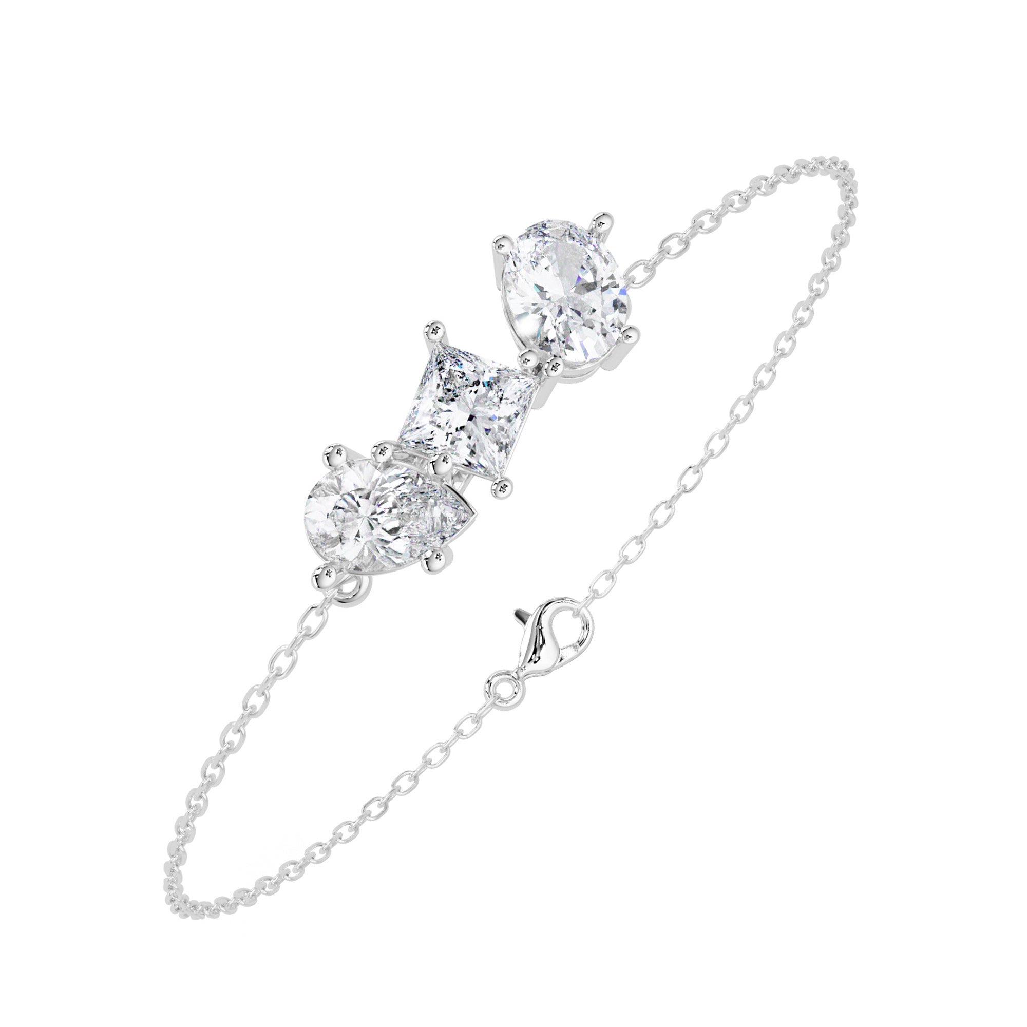 Lab Grown Diamond 3.10 CTW Trio Bracelet -925 Sterling Silver