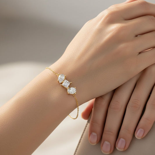 Lab Grown Diamond 3.10 CTW Trio Bracelet -925 Sterling Silver
