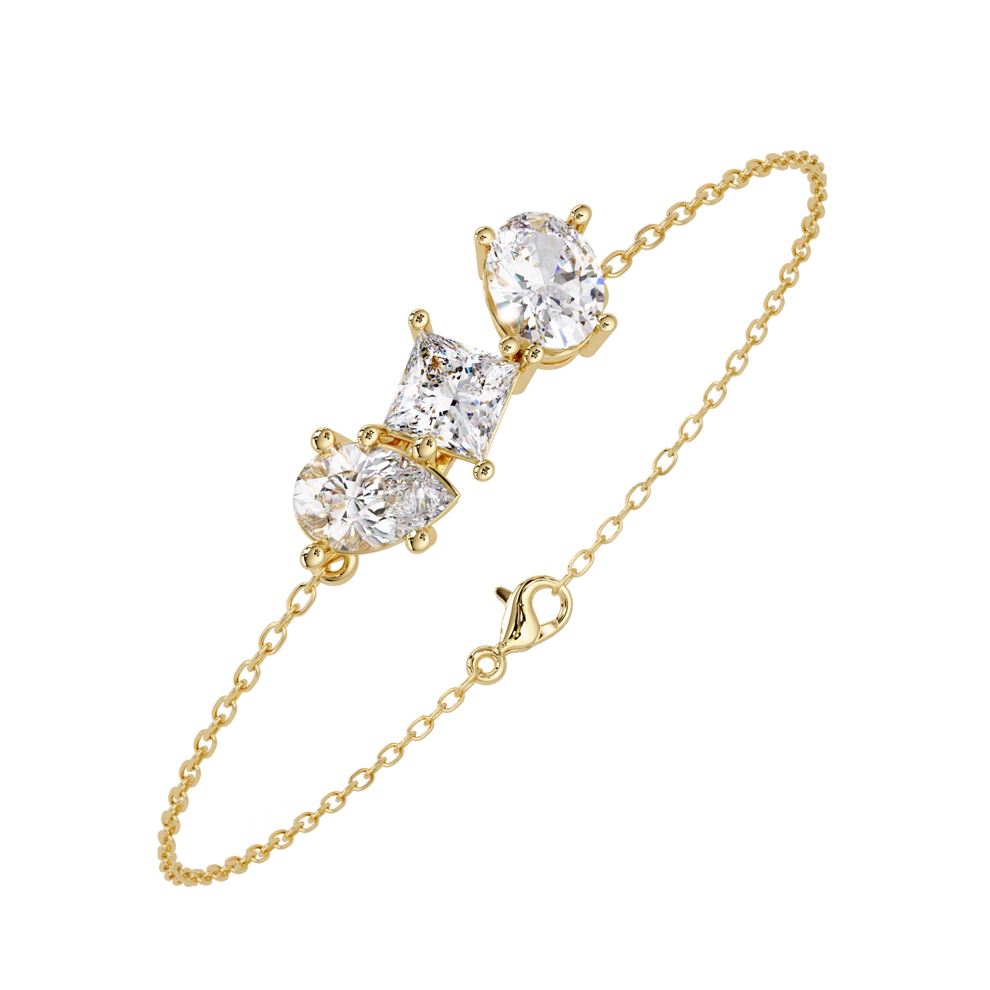 Lab Grown Diamond 3.10 CTW Trio Bracelet -925 Sterling Silver