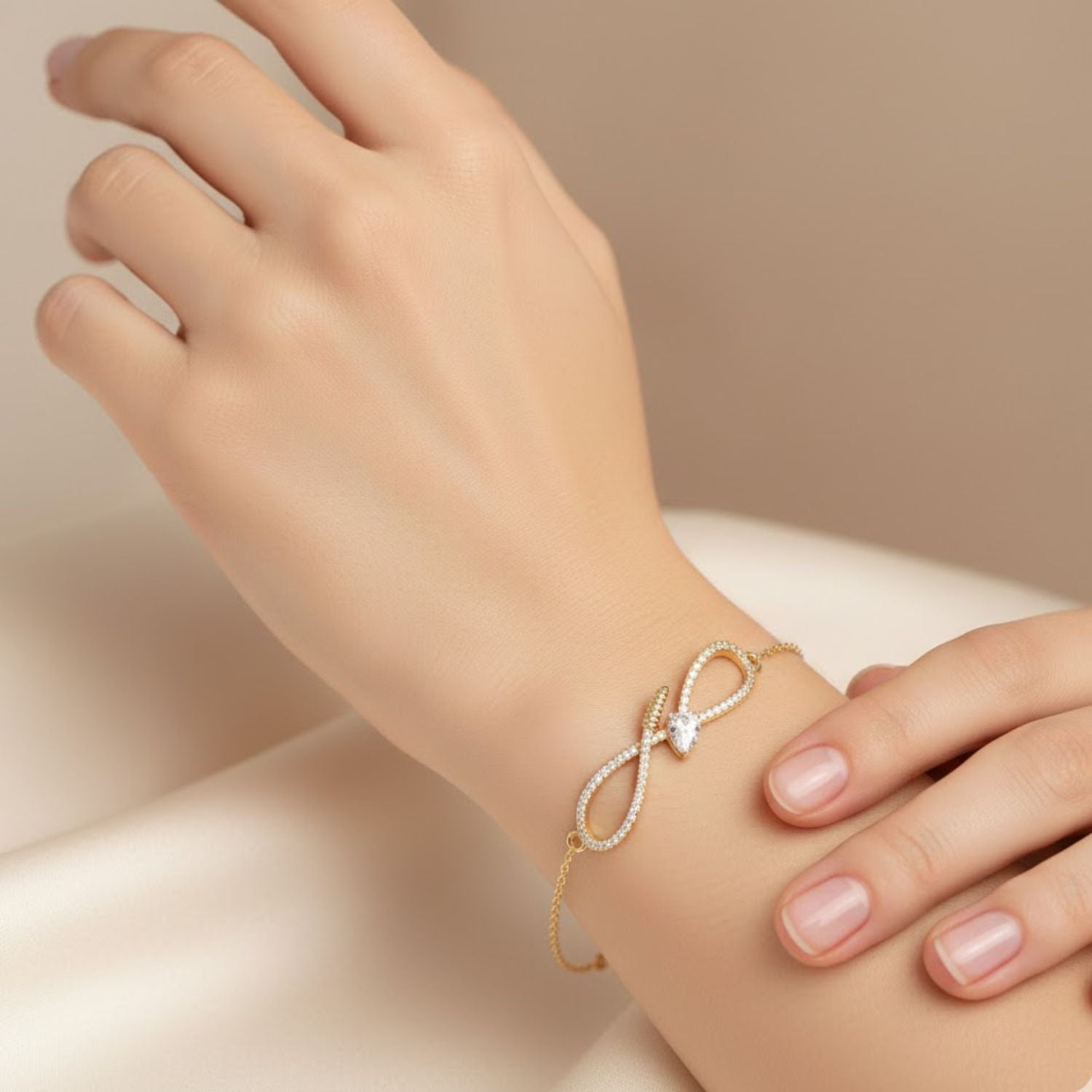 Lab Grown Diamond 0.55 CTW Infinity Heart Bracelet -925 Sterling Silver