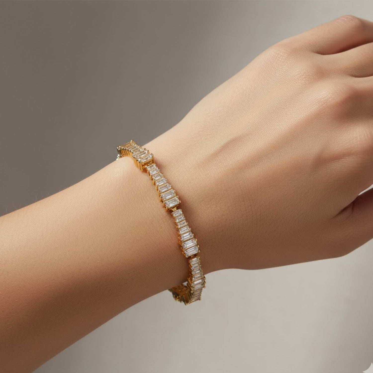 Lab Grown Diamond 4.00 CTW Linear Design Bracelet -925 Sterling Silver