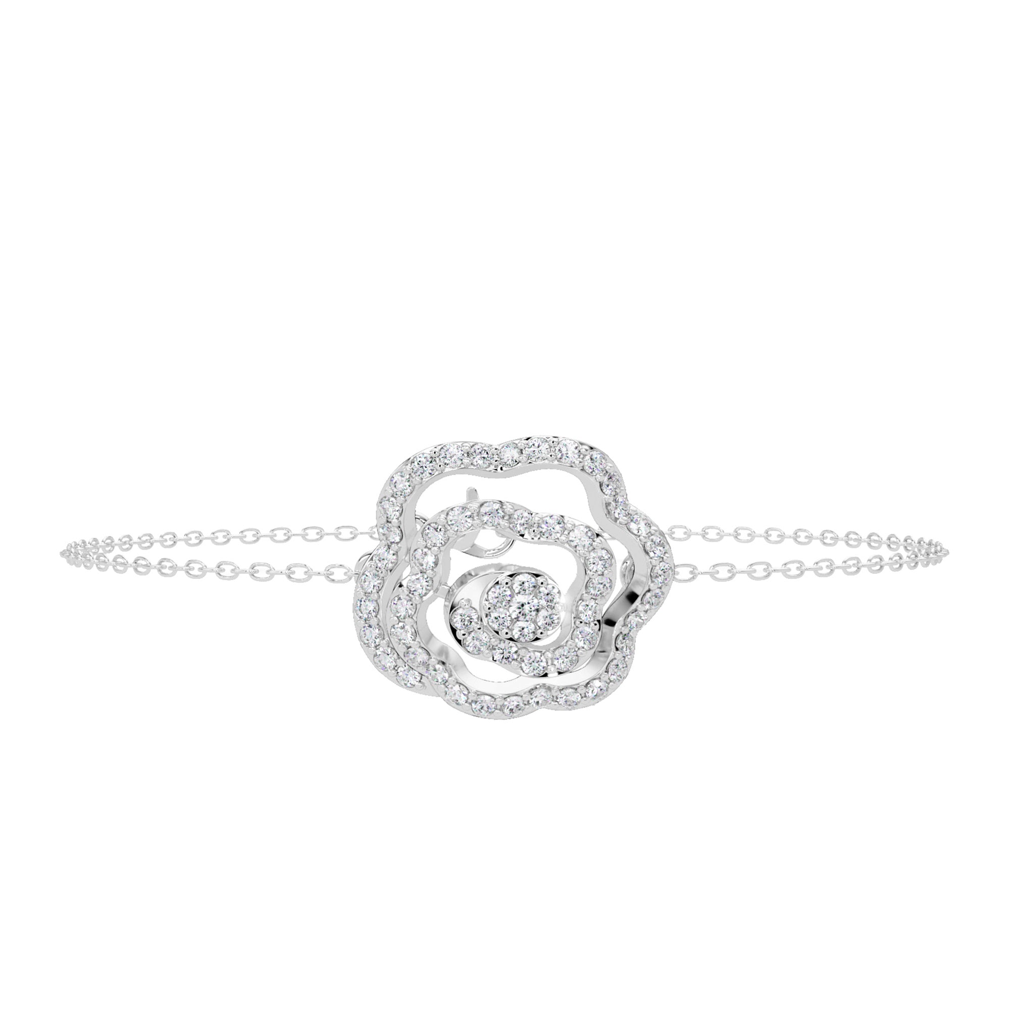 Lab Grown Diamond 0.50 CTW Floral Bloom Bracelet -925 Sterling Silver