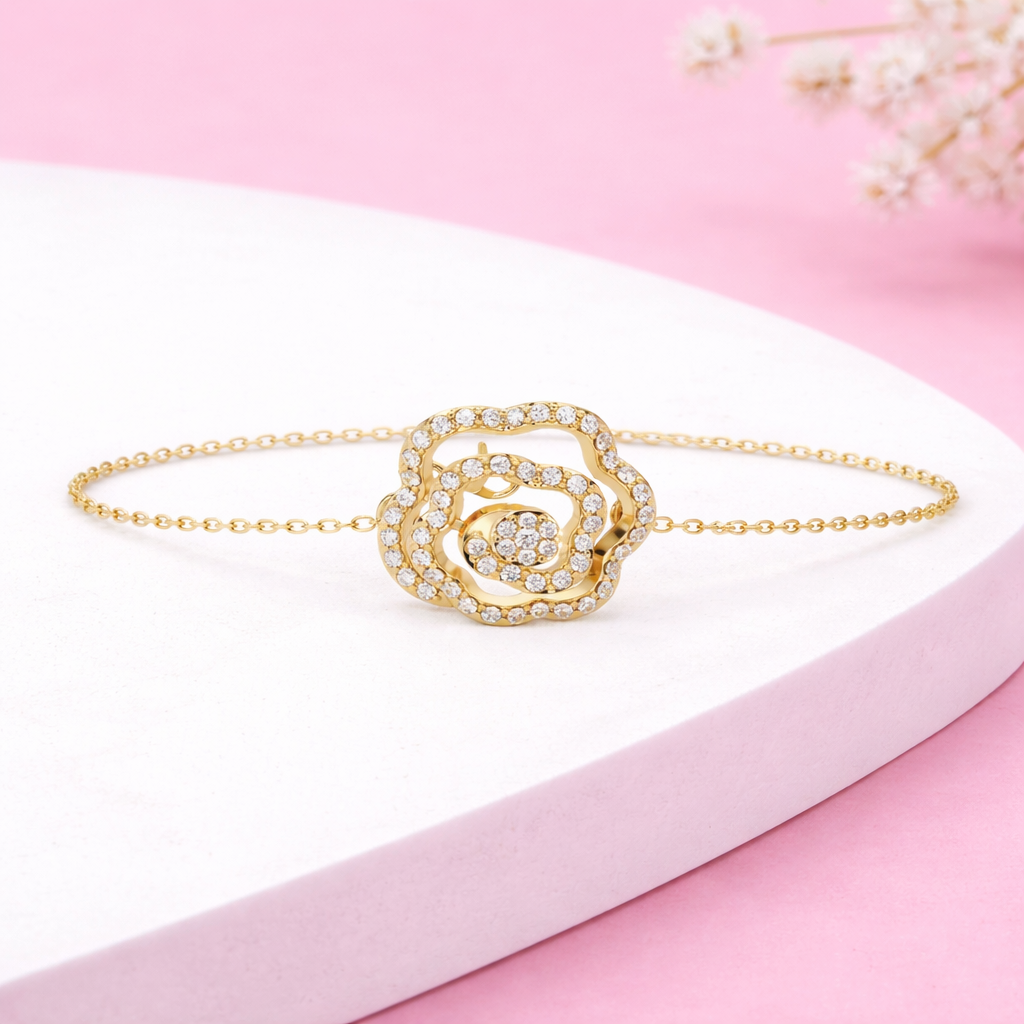 Lab Grown Diamond 0.50 CTW Floral Bloom Bracelet -925 Sterling Silver