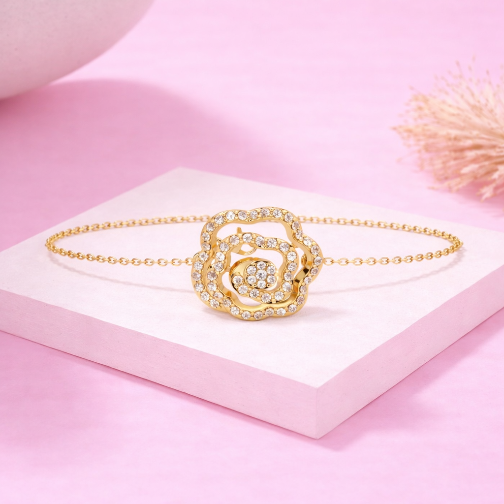 Lab Grown Diamond 0.50 CTW Floral Bloom Bracelet -925 Sterling Silver