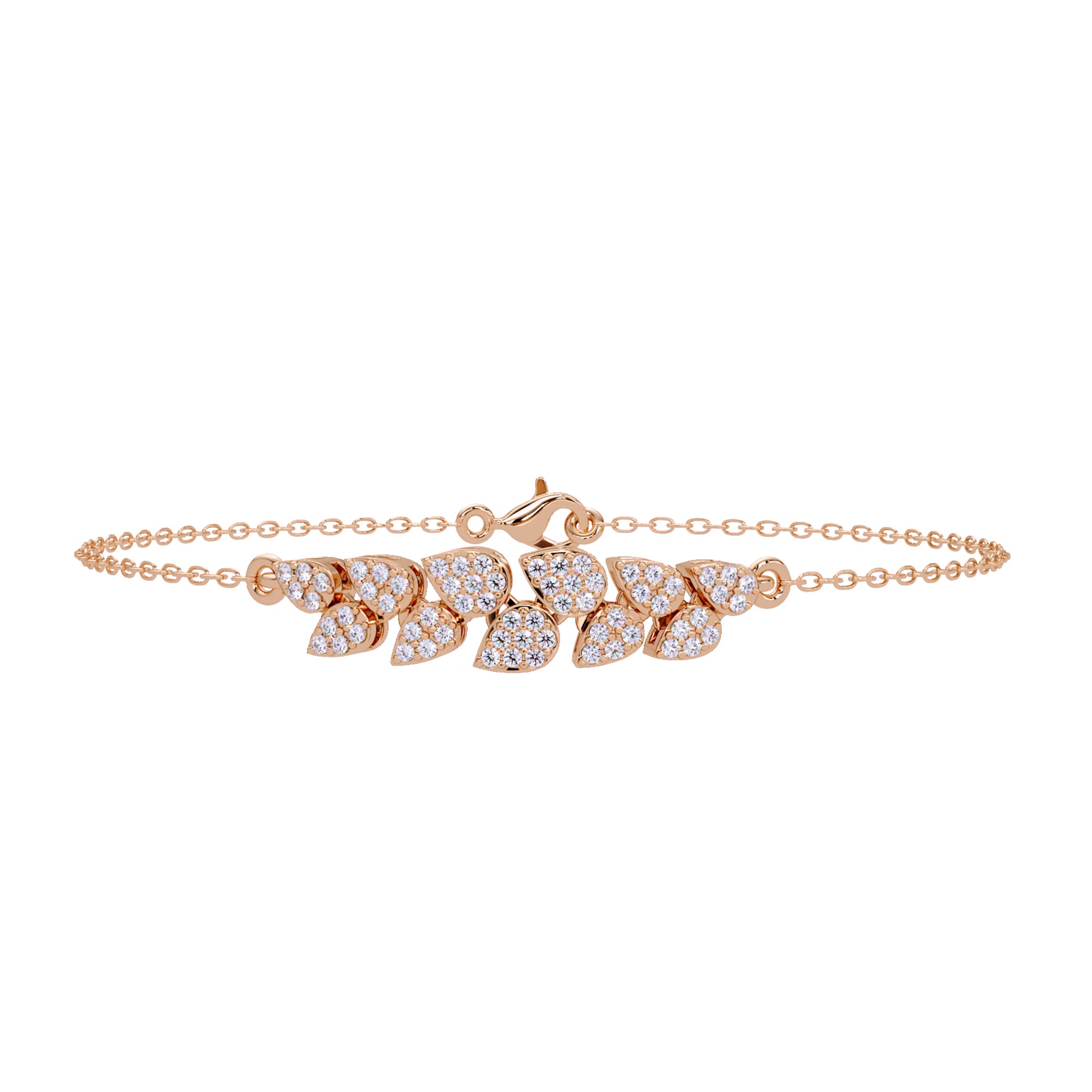 Lab Grown Diamond 0.25 CTW Leaf Bracelet -925 Sterling Silver