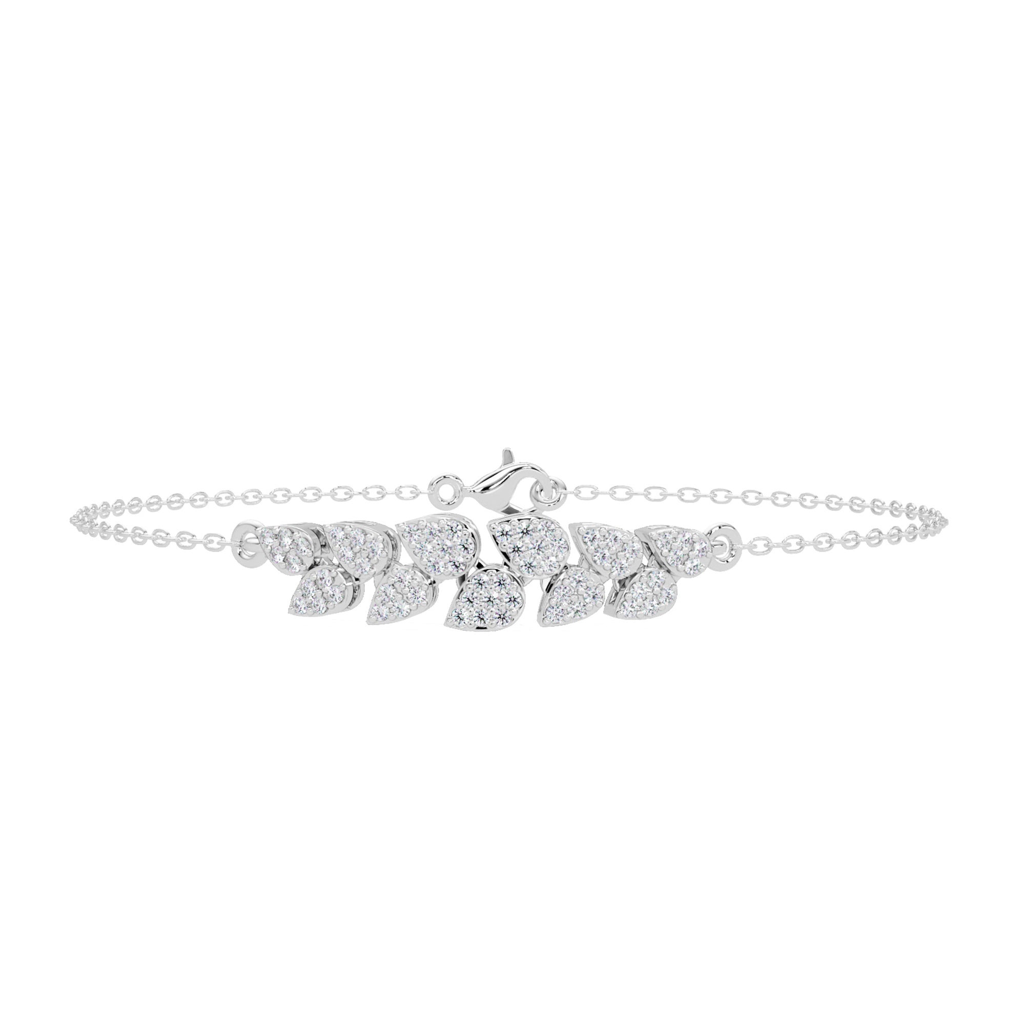 Lab Grown Diamond 0.25 CTW Leaf Bracelet -925 Sterling Silver