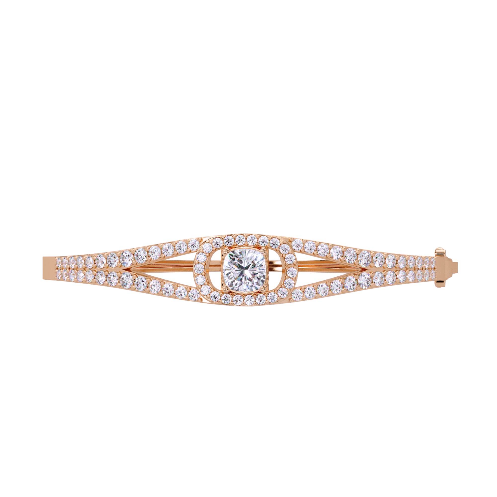 Lab Grown Diamond 2.70 CTW Halo Bangle Bracelet -925 Sterling Silver