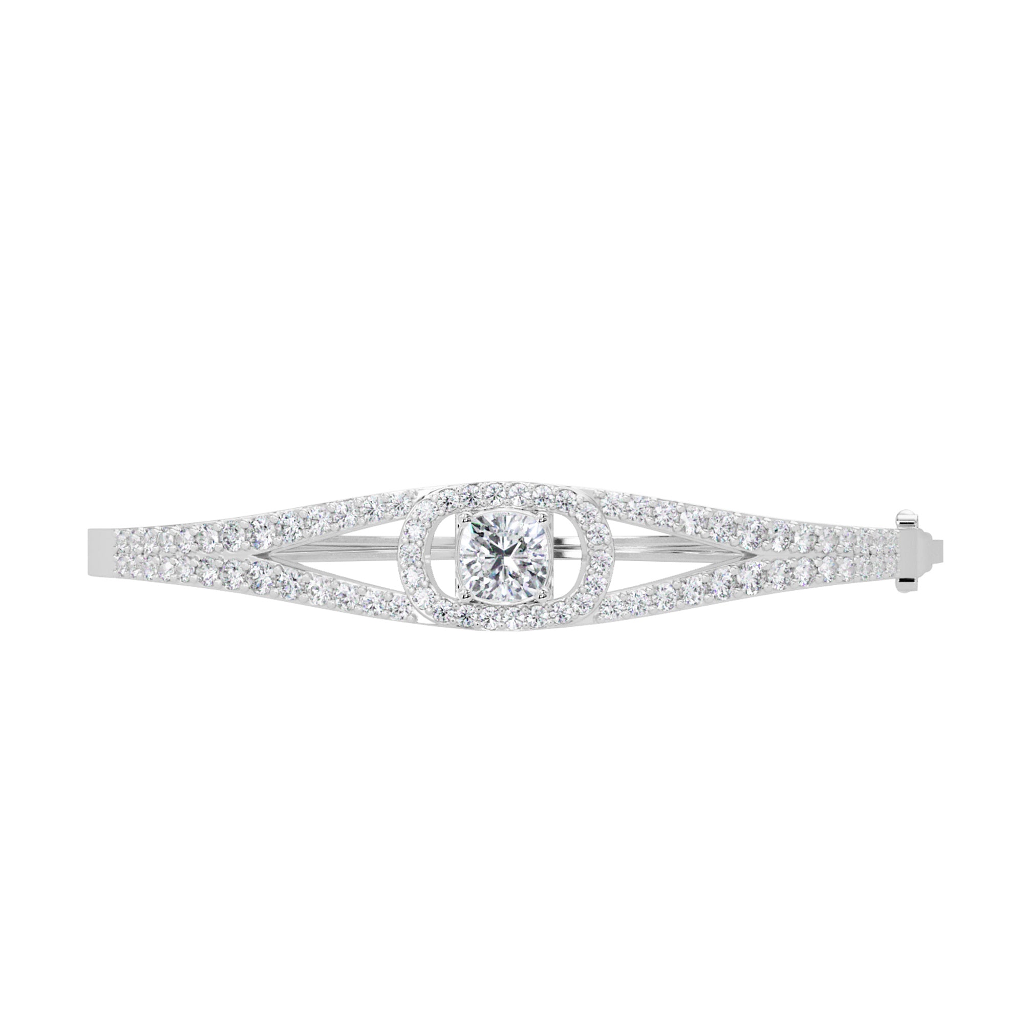 Lab Grown Diamond 2.70 CTW Halo Bangle Bracelet -925 Sterling Silver