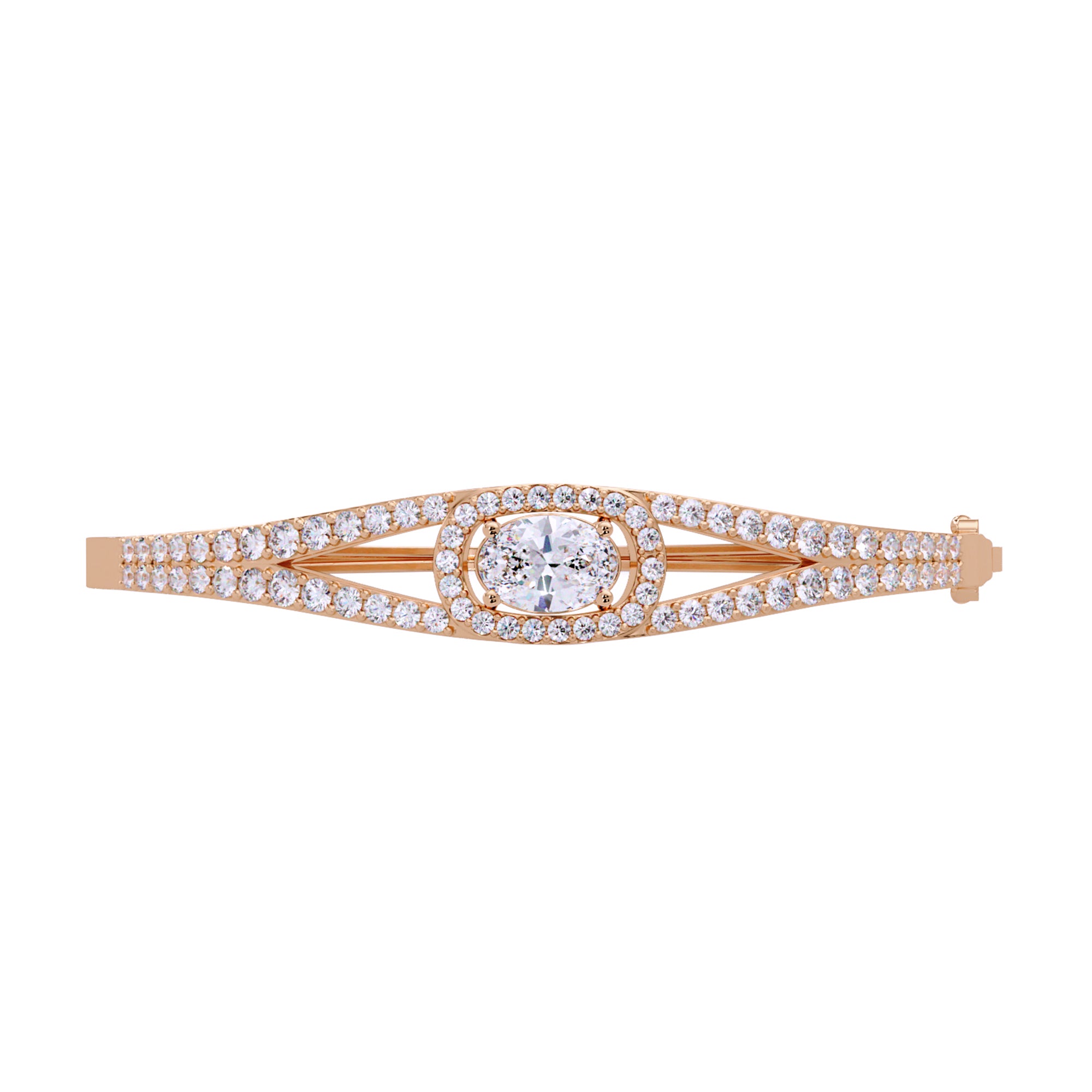 Lab Grown Diamond 3.10 CTW Halo Bangle Bracelet -925 Sterling Silver