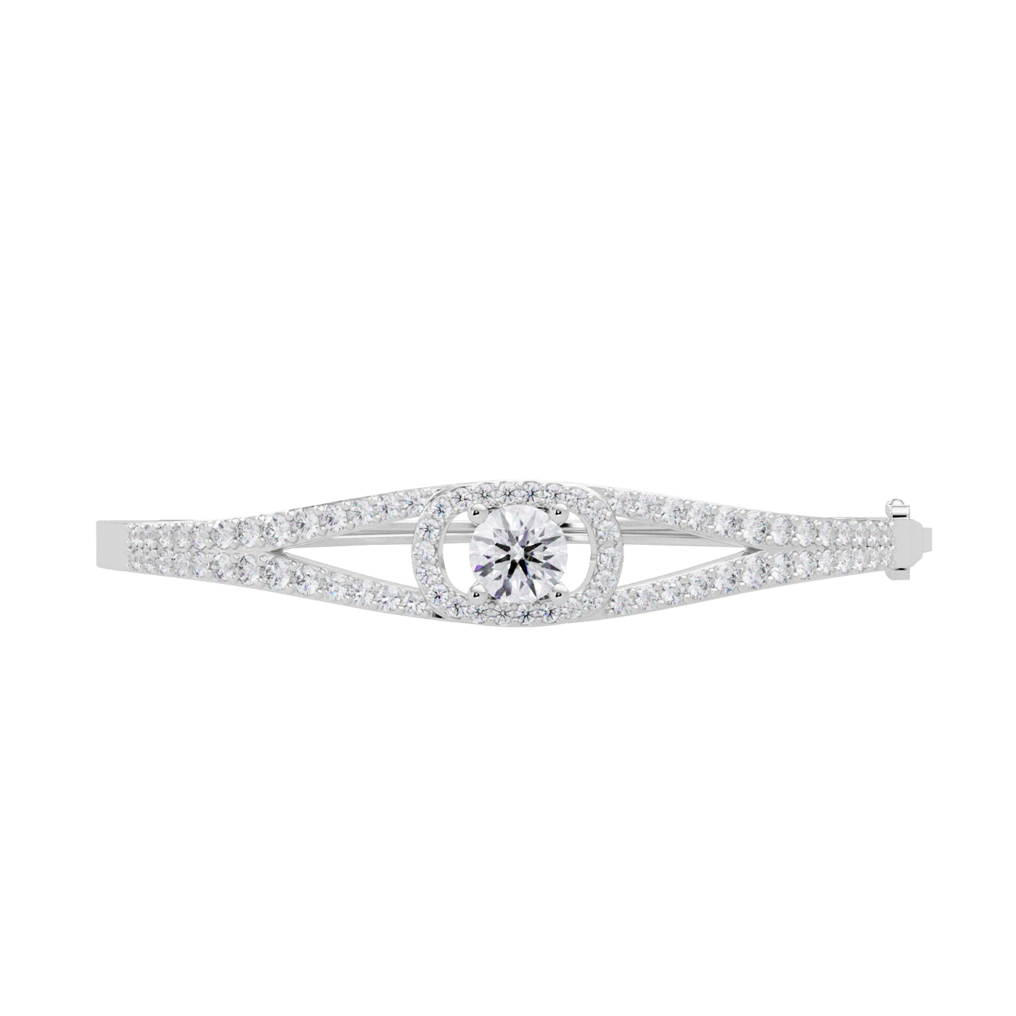 Lab Grown Diamond 3.05 CTW Round Halo Bangle Bracelet -925 Sterling Silver