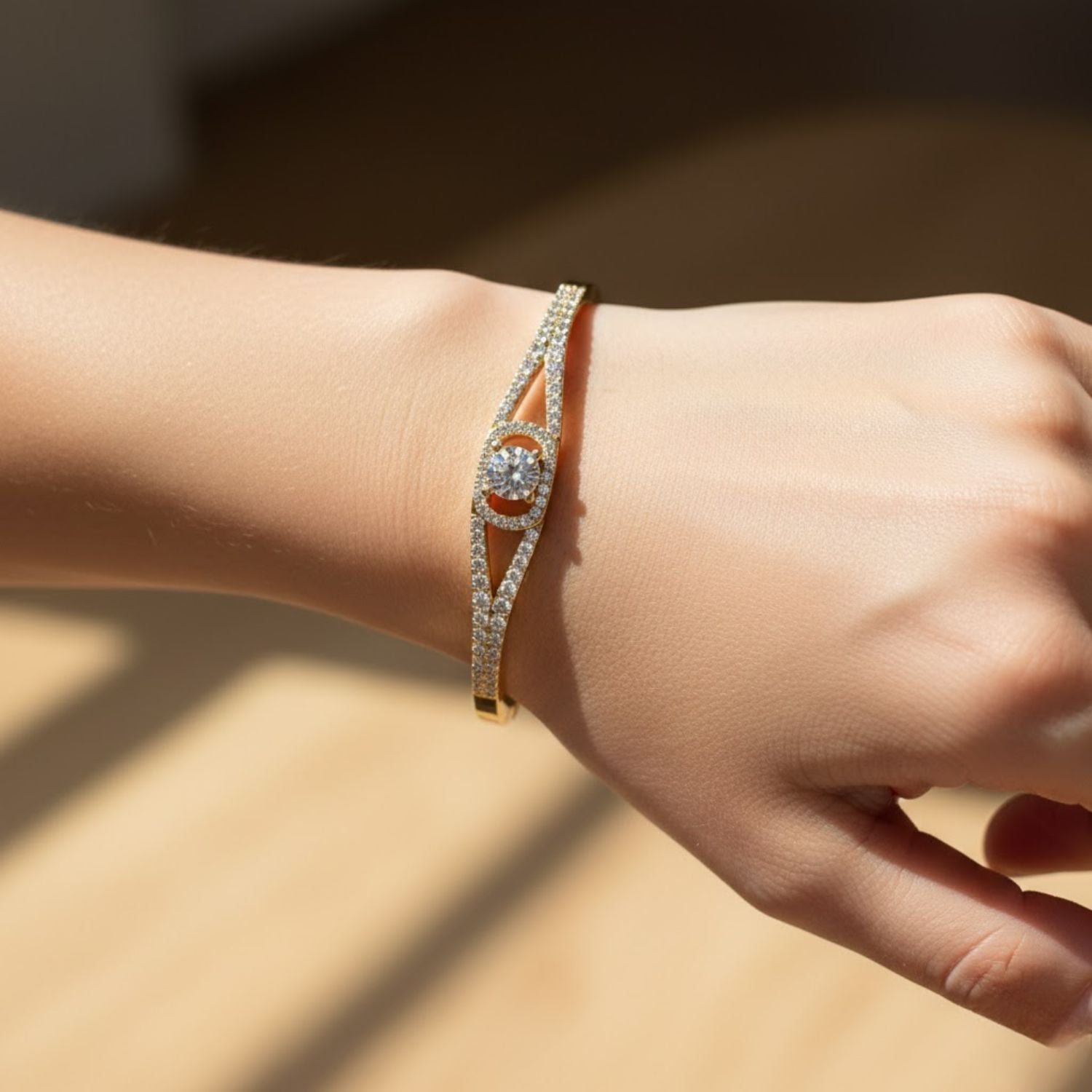 Lab Grown Diamond 3.05 CTW Round Halo Bangle Bracelet -925 Sterling Silver