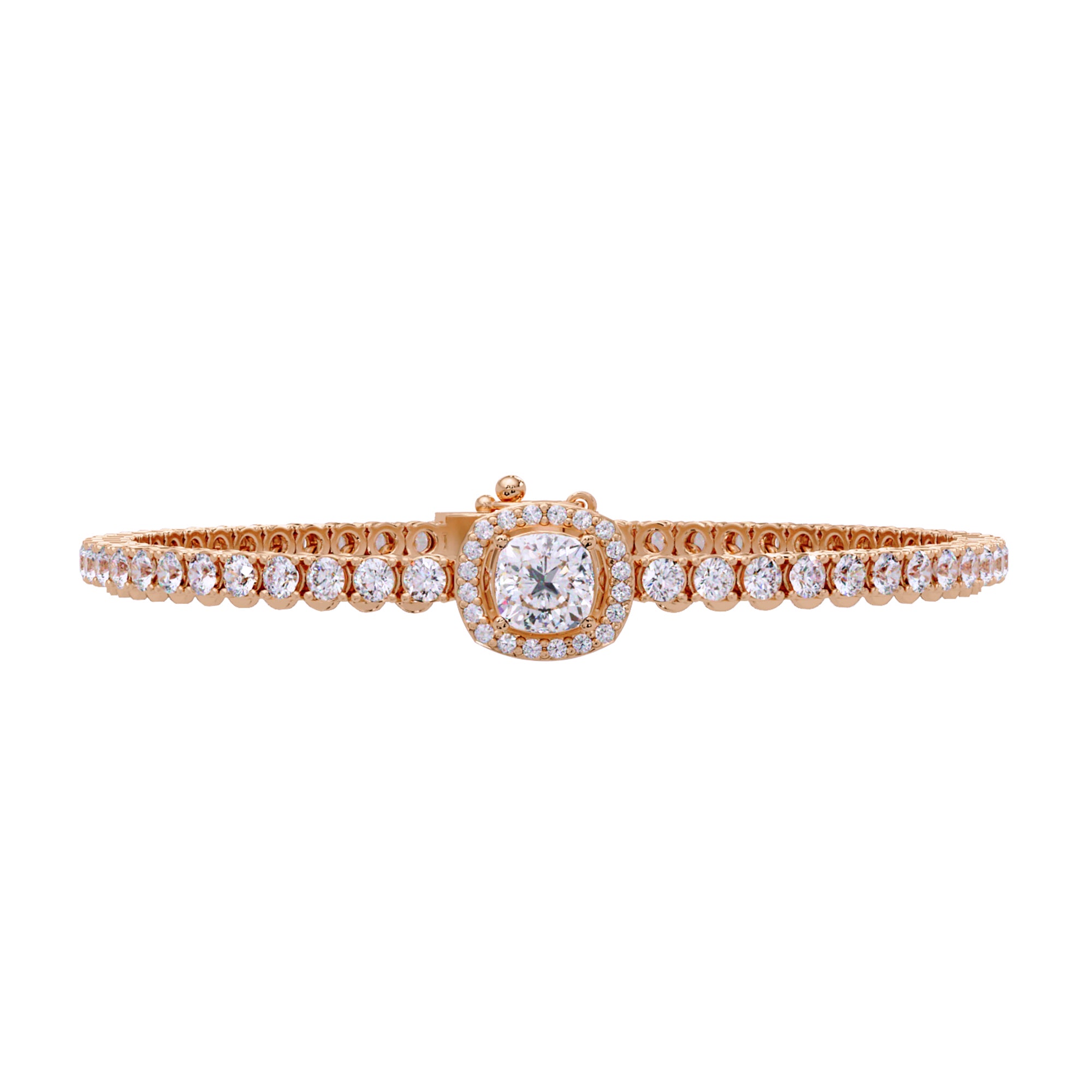 Lab Grown Diamond 4.30 CTW Cushion Halo Bangle Bracelet -925 Sterling Silver