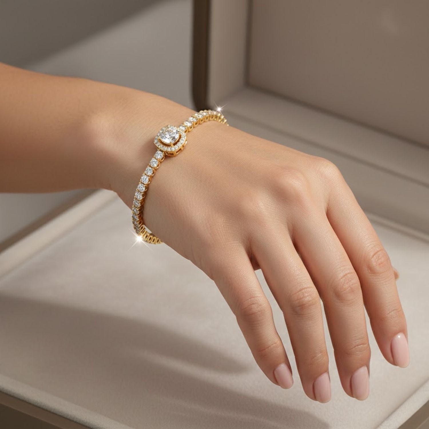 Lab Grown Diamond 4.30 CTW Cushion Halo Bangle Bracelet -925 Sterling Silver