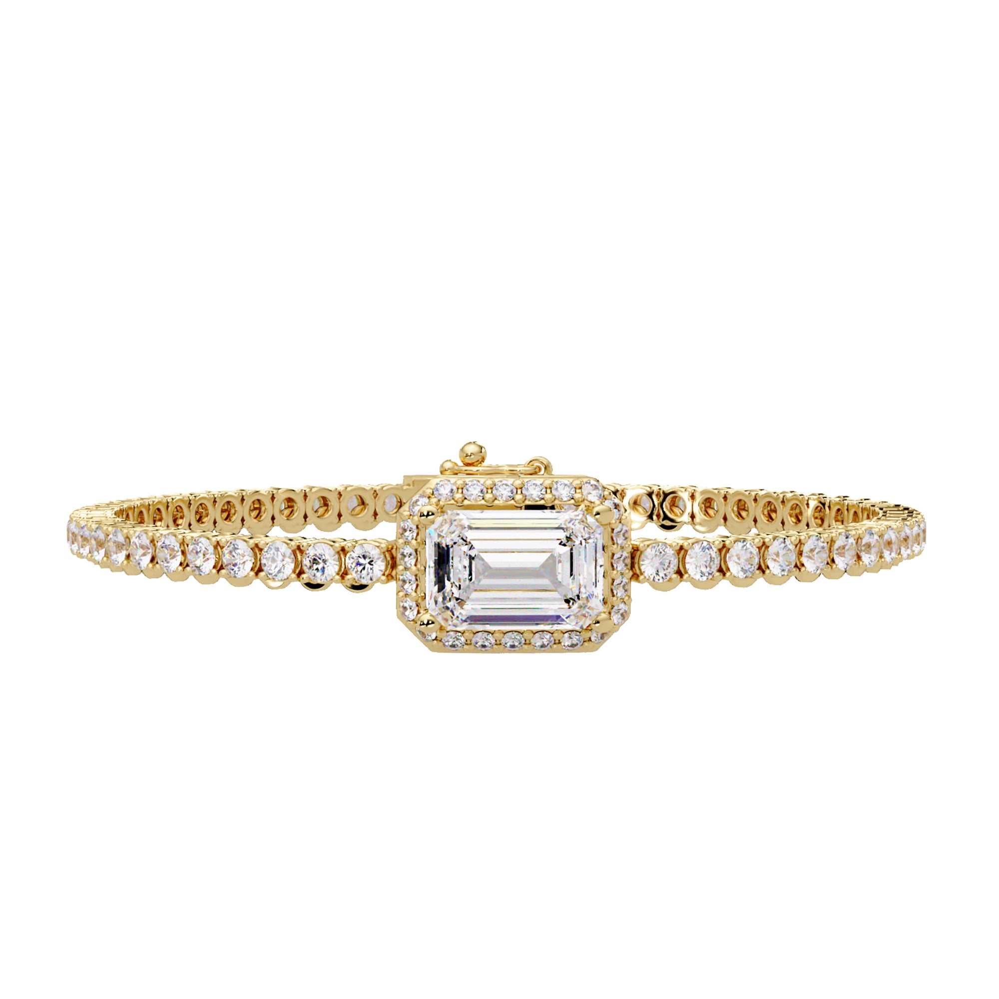 Lab Grown Diamond 6.85 CTW Octagon Halo Tennis Bangle Bracelet -925 Sterling Silver